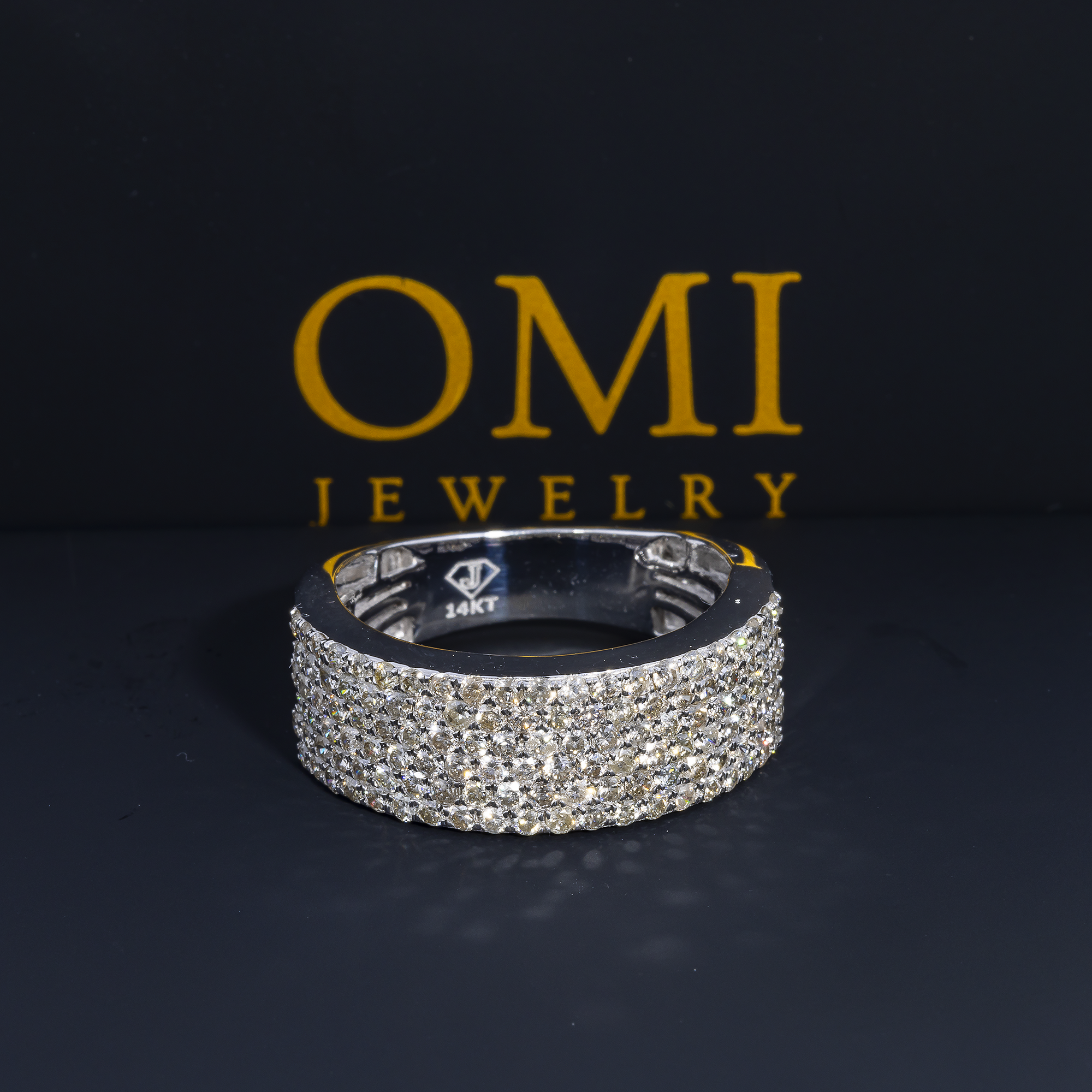 14K GOLD ROUND DIAMOND STATEMENT BAND RING 2.21 CT