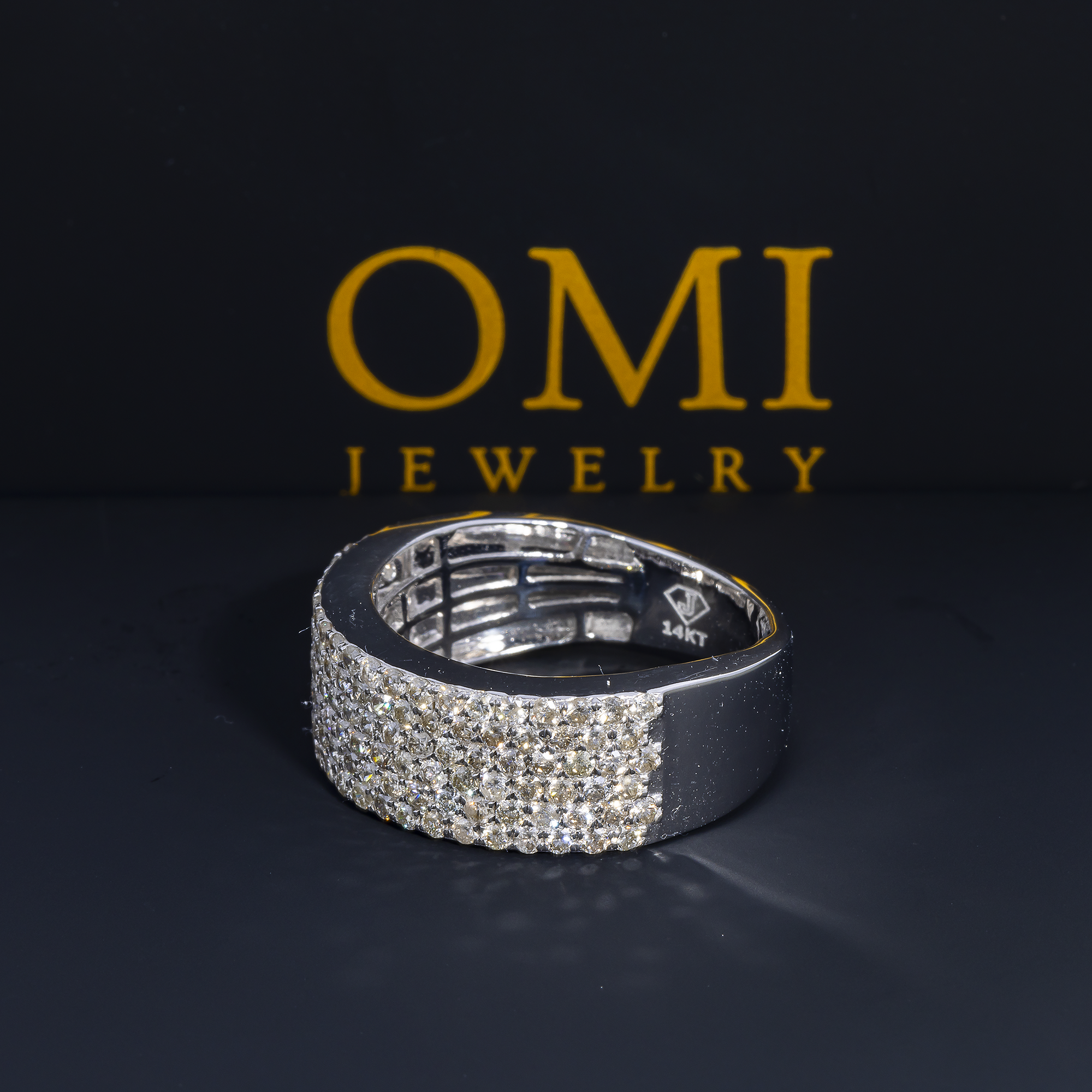 14K GOLD ROUND DIAMOND STATEMENT BAND RING 2.21 CT