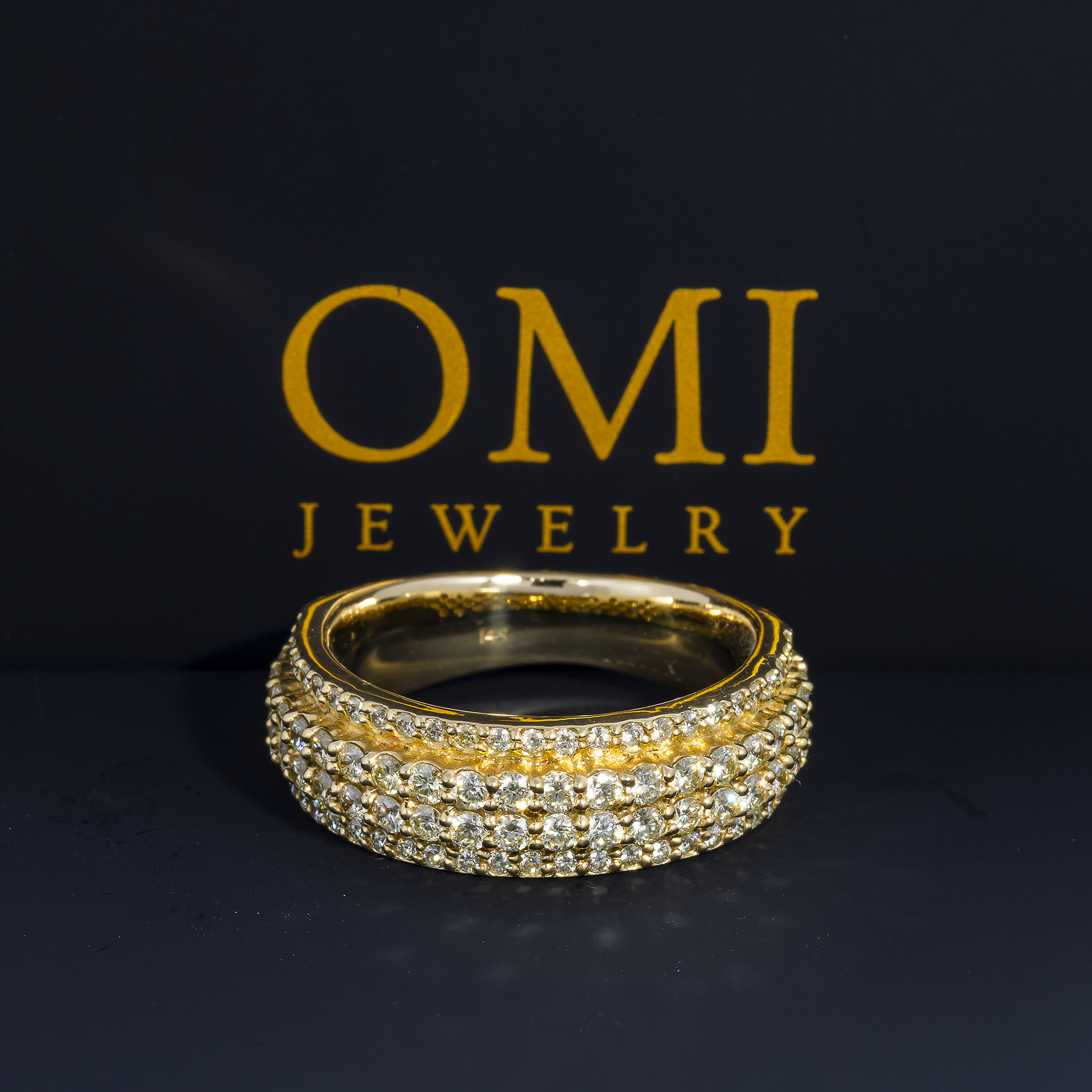 14K GOLD ROUND DIAMOND CLUSTER STATEMENT BAND RING 2.91 CT