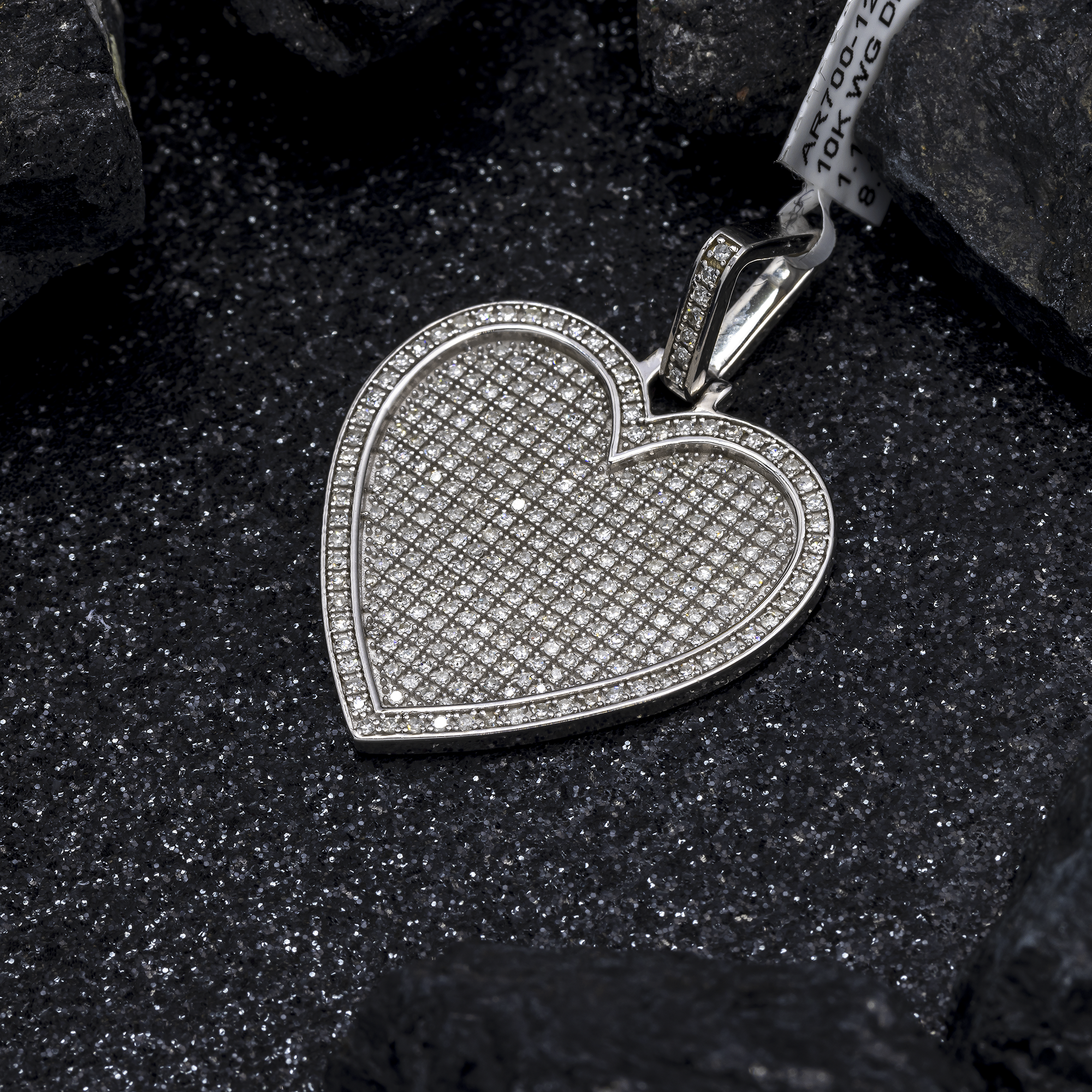 10K GOLD ROUND DIAMOND HEART PENDANT 1.1 CT