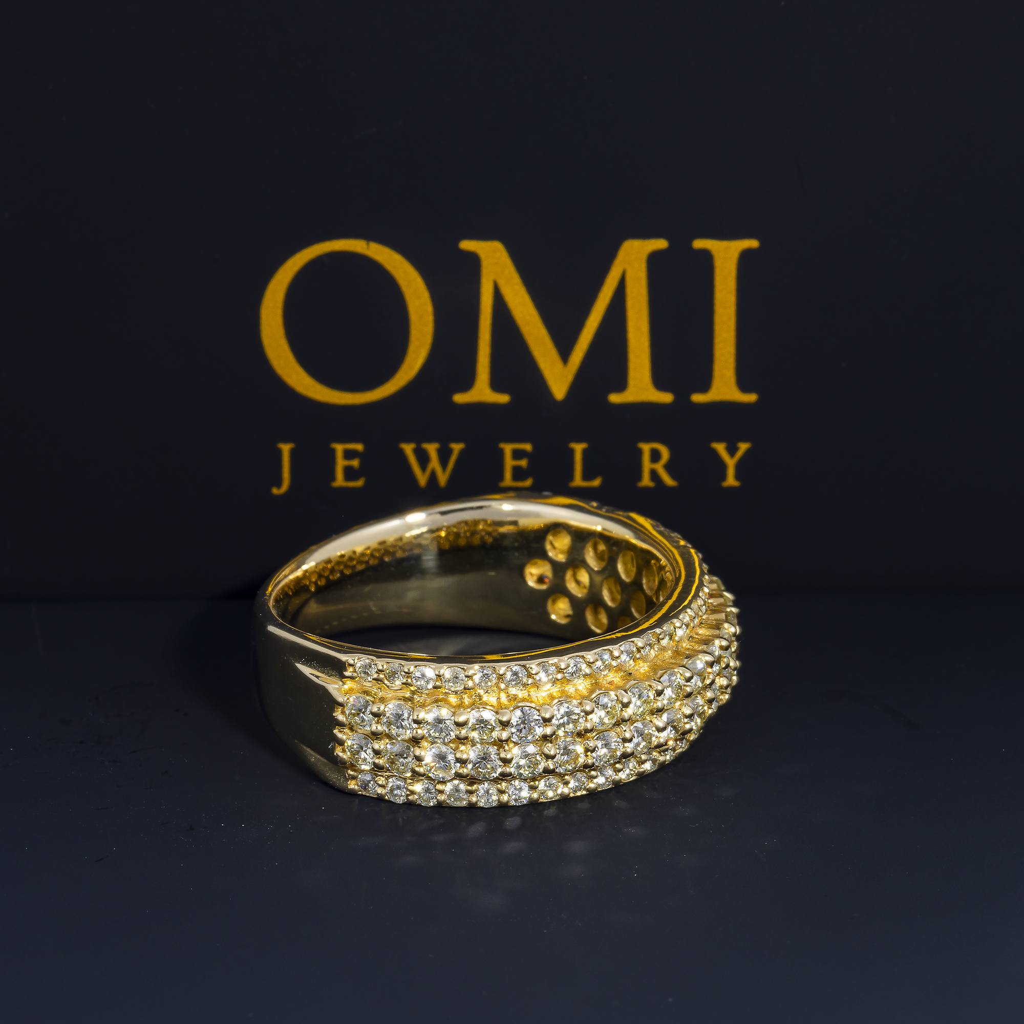 14K GOLD ROUND DIAMOND CLUSTER STATEMENT BAND RING 2.91 CT