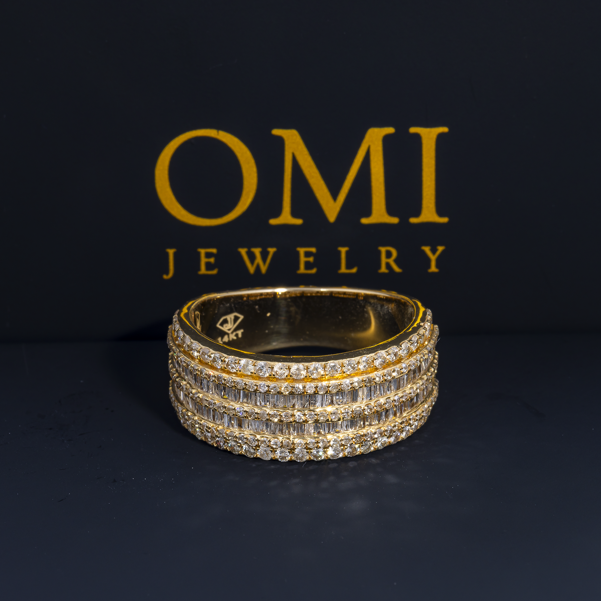 14K GOLD ROUND AND BAGUETTE DIAMOND STATEMENT RING 2.00 CT