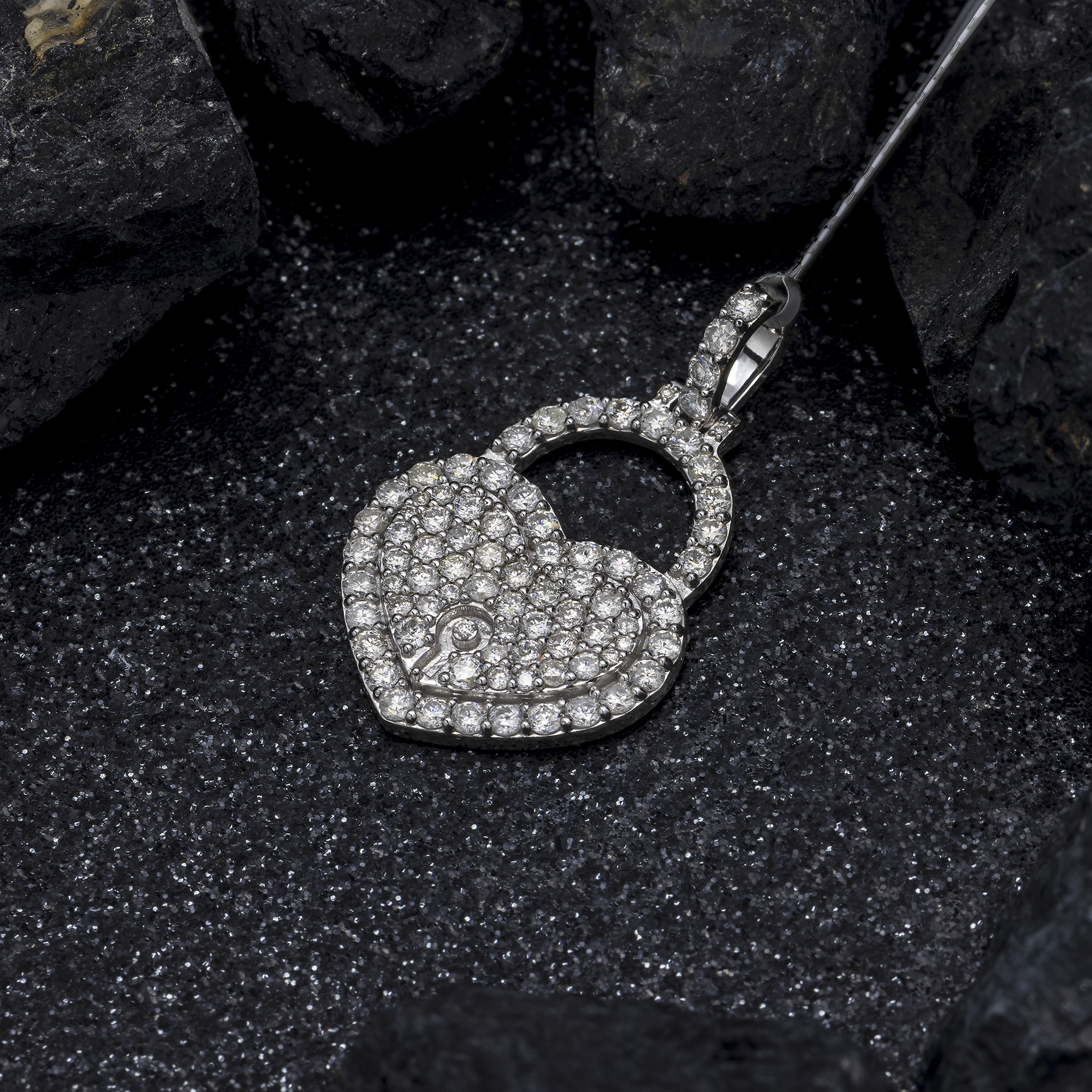 10K GOLD DIAMOND HEART LOCKET PENDANT 1.96 CT