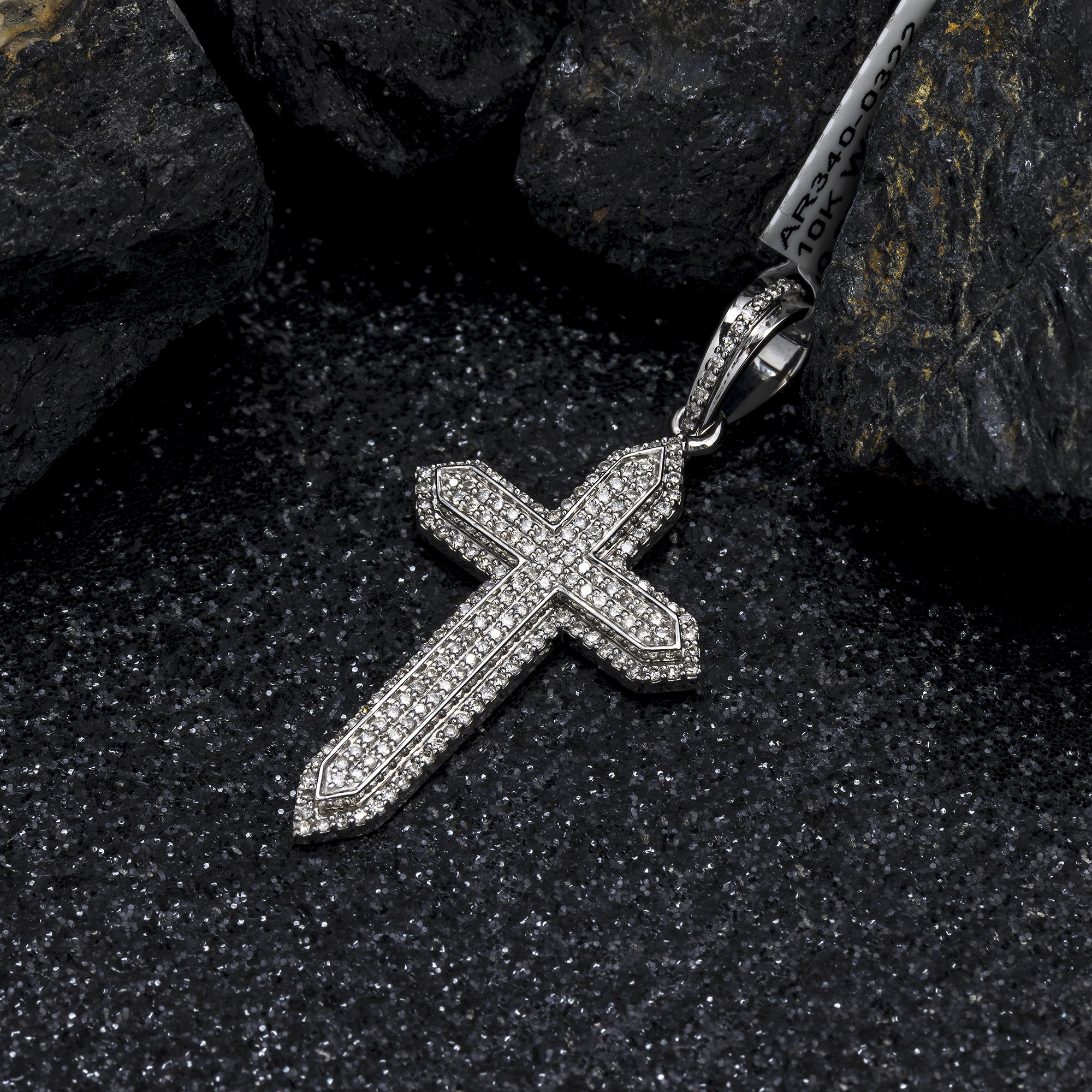 10K GOLD ROUND DIAMOND CROSS PENDANT 0.35 CT