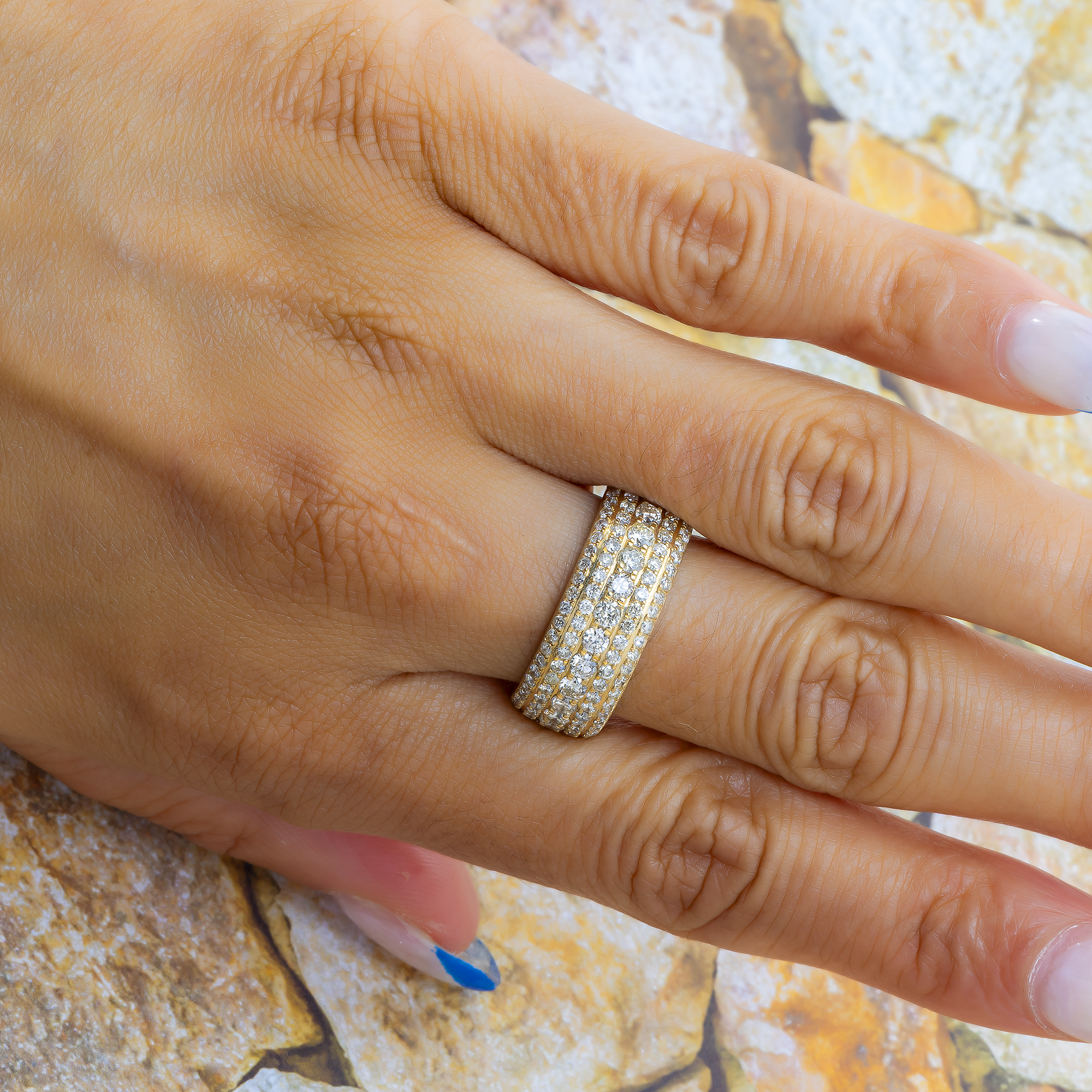 14K GOLD ROUND DIAMOND STATEMENT BAND RING 2.24 CT