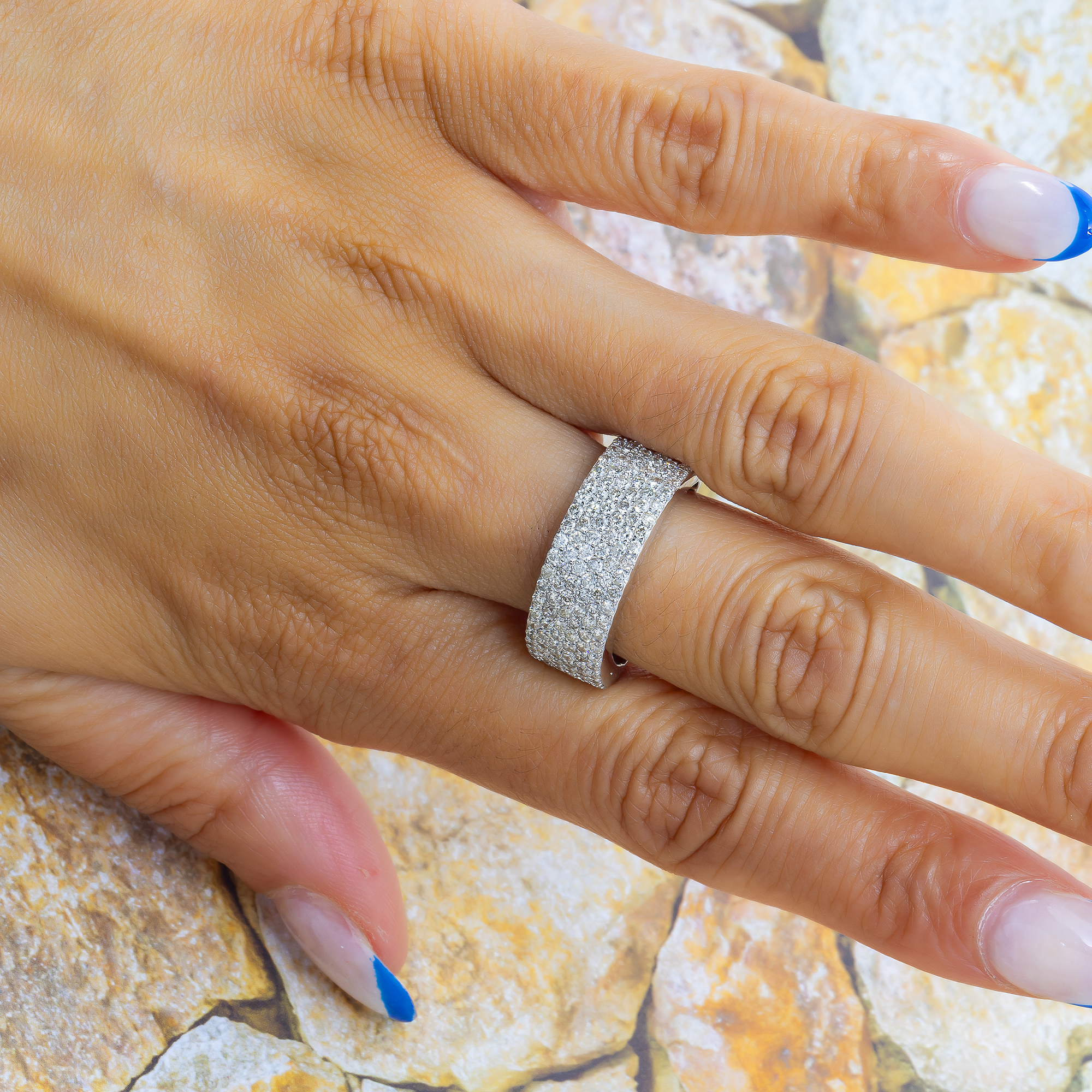 14K GOLD ROUND DIAMOND STATEMENT BAND RING 2.21 CT