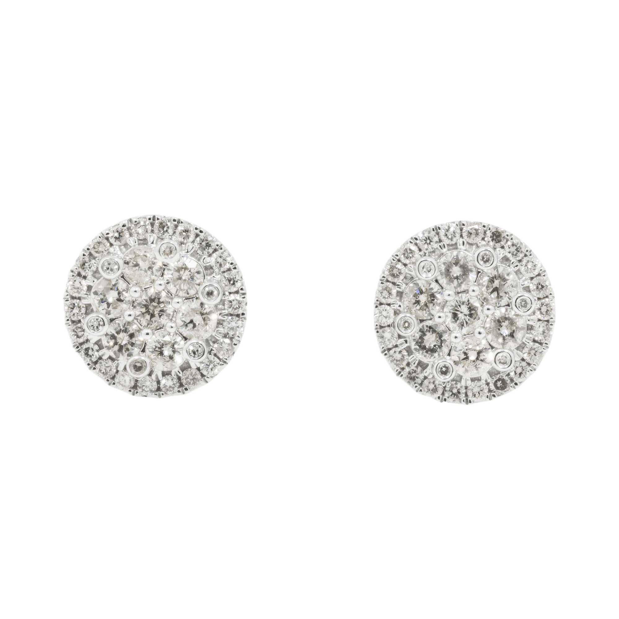 14K GOLD DIAMOND ROUND CLUSTER EARRINGS 2.51 CT