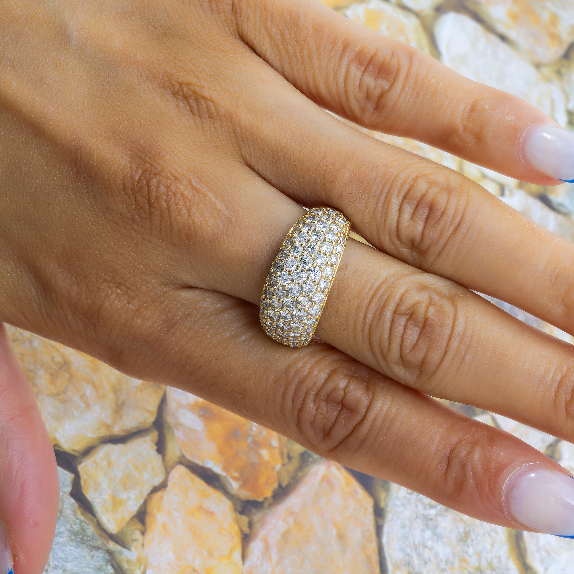 14K GOLD ROUND DIAMOND STATEMENT RING 4.25 CT