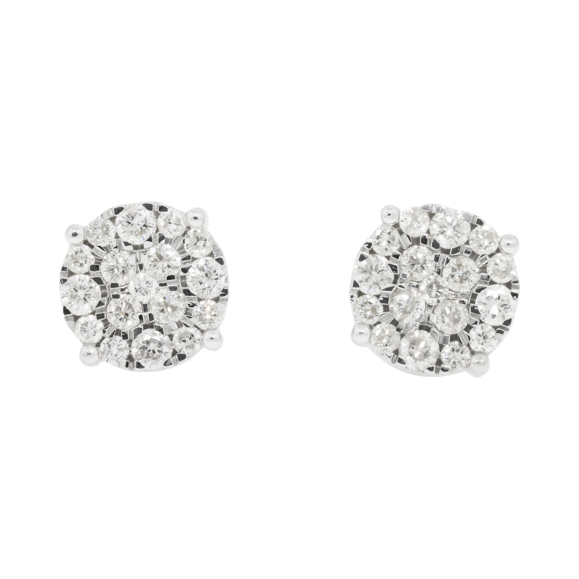 14K GOLD DIAMOND ROUND CLUSTER EARRINGS 3.28 CT