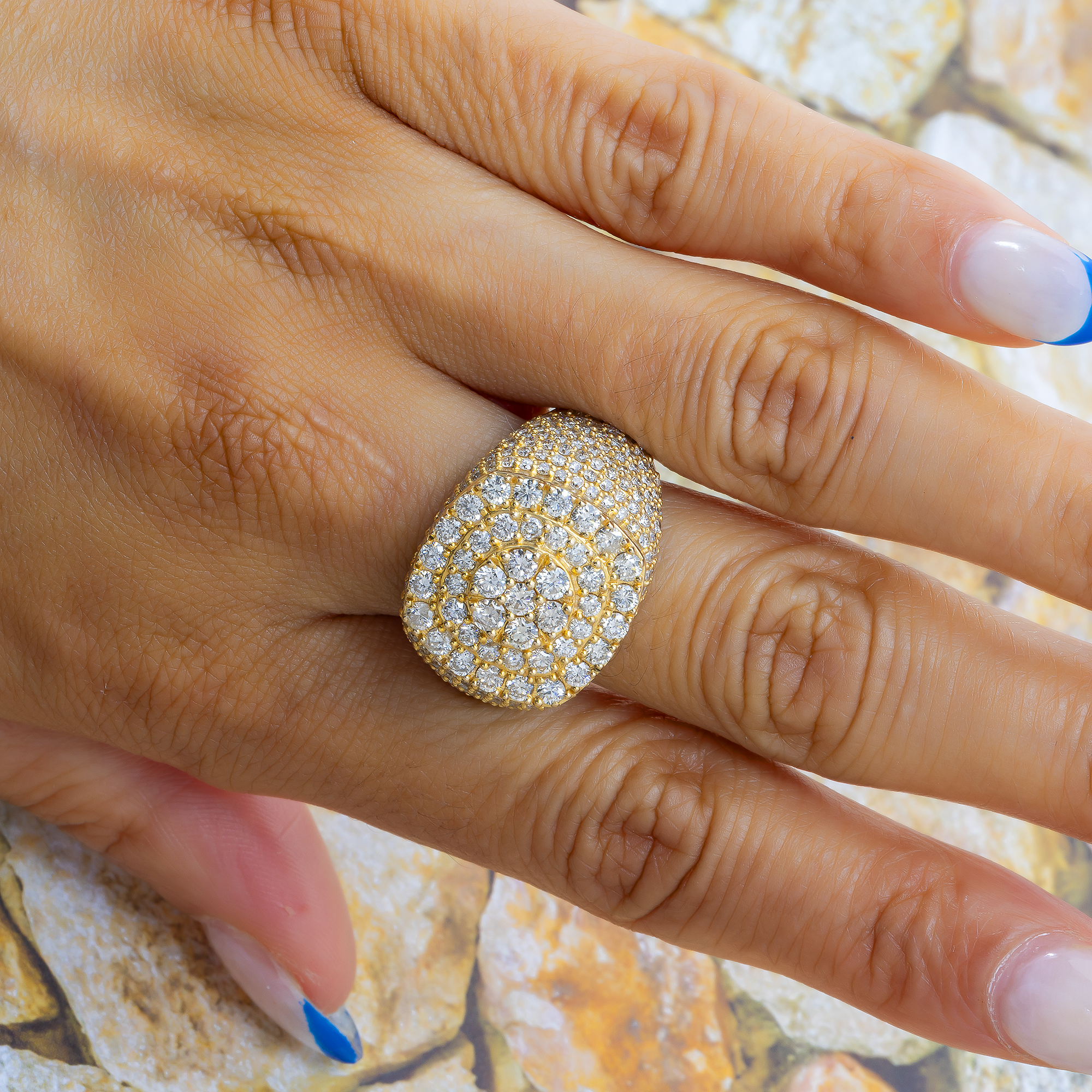 14K GOLD ROUND DIAMOND STATEMENT RING 5.75 CT