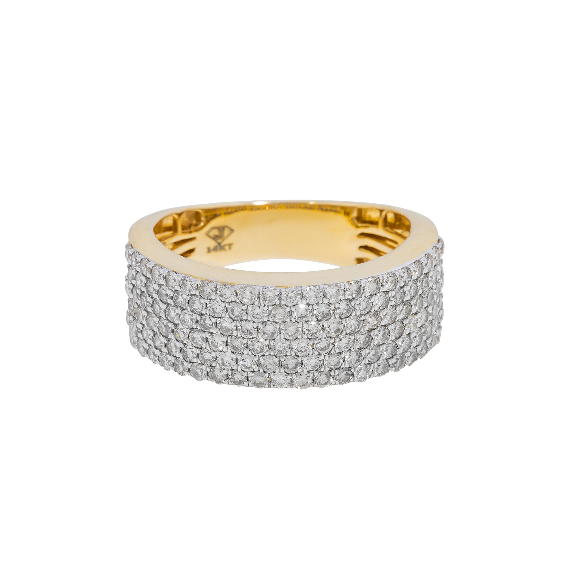 14K GOLD ROUND DIAMOND STATEMENT BAND RING 2.21 CT