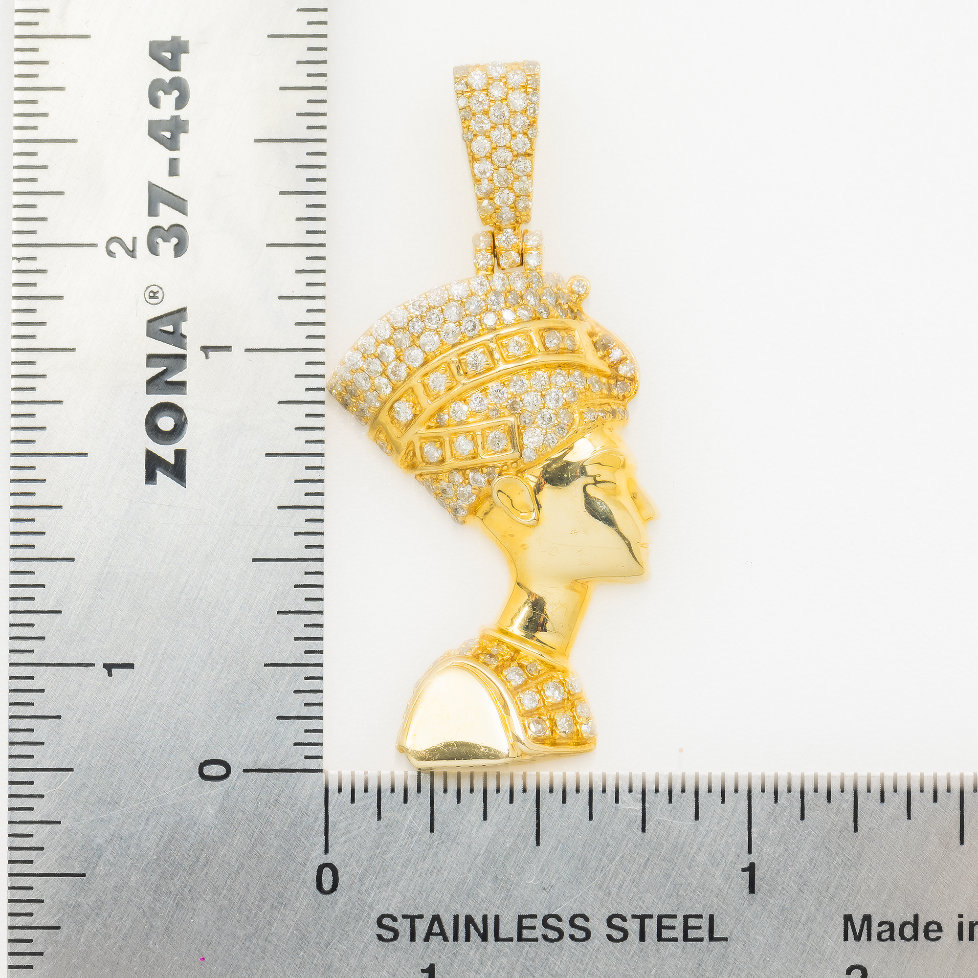 10K GOLD DIAMOND EGYPTIAN FIGURE QUEEN NEFERTITI PENDANT 1.30 CT