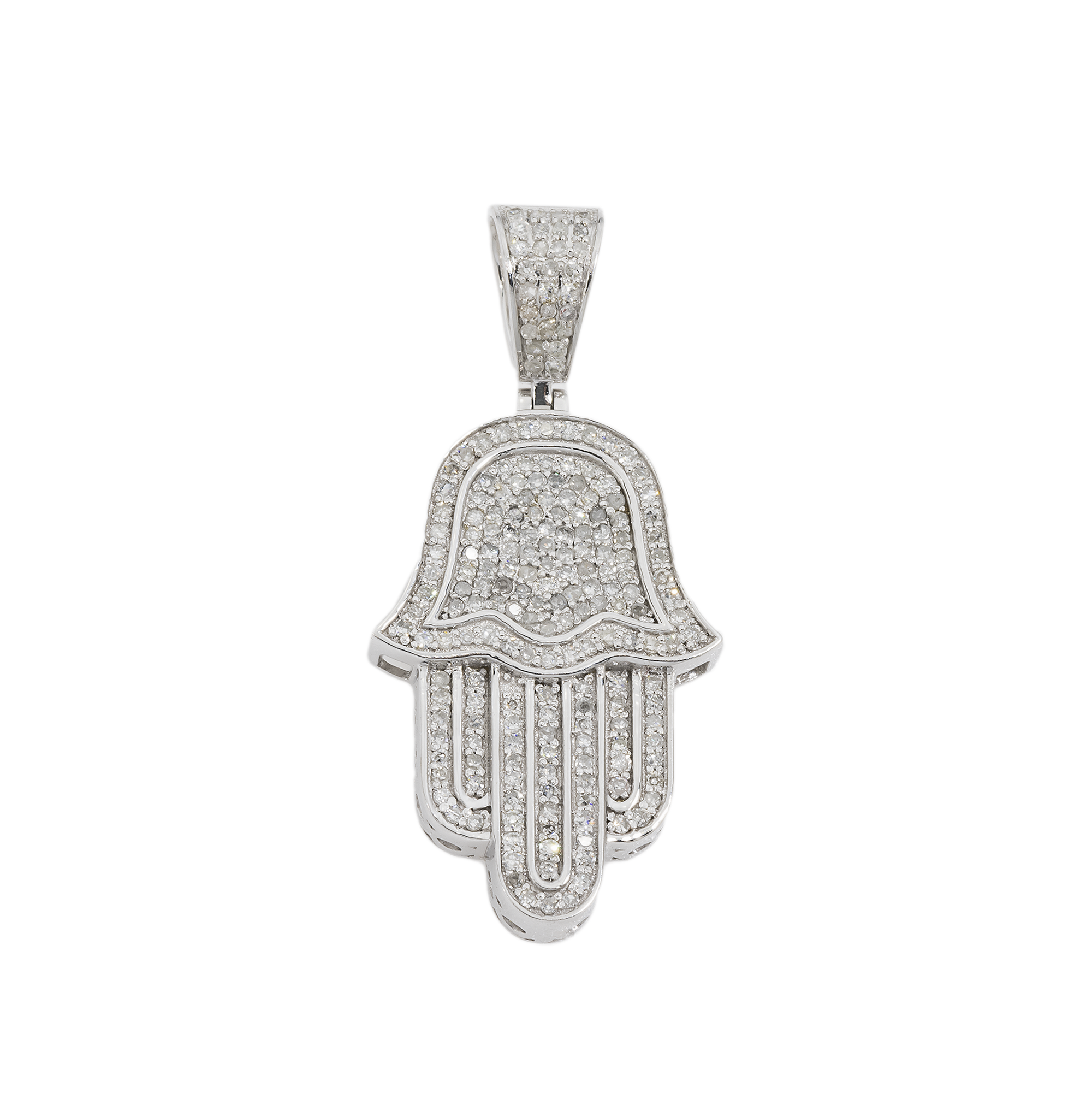 14K GOLD ROUND DIAMOND HAMSA PENDANT 0.51 CT
