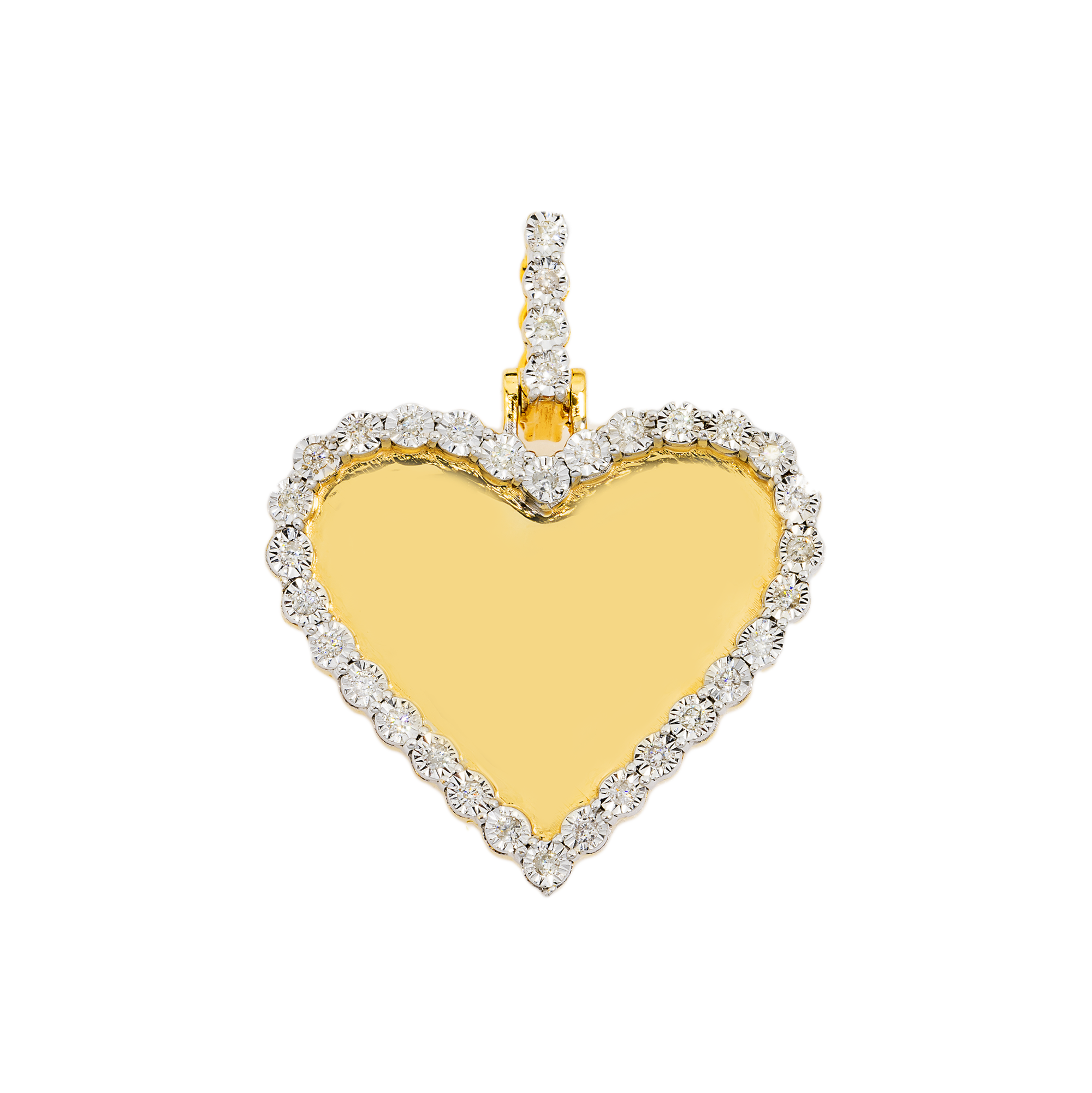 14K GOLD ROUND DIAMOND HEART PICTURE PENDANT 0.38 CT
