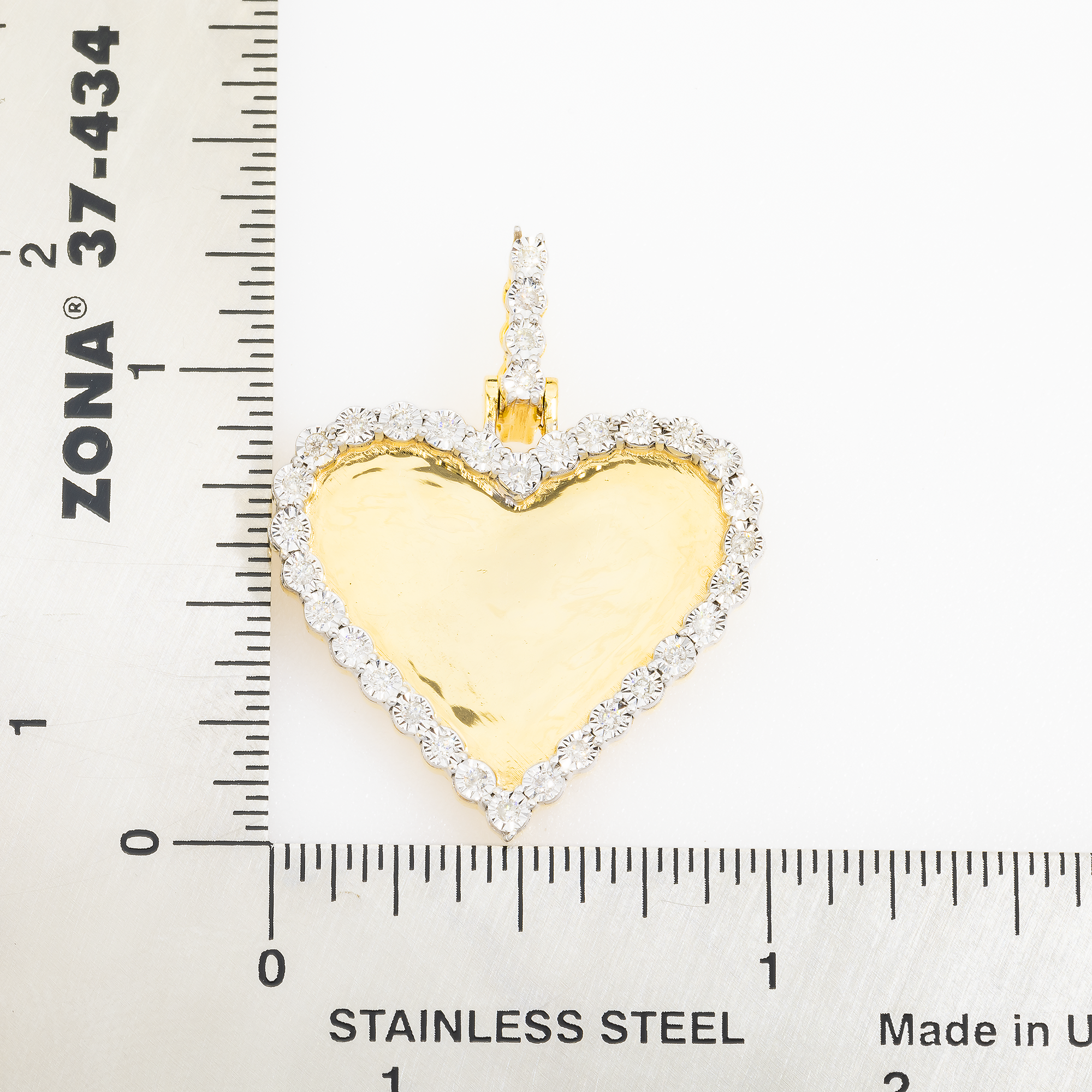 14K GOLD ROUND DIAMOND HEART PICTURE PENDANT 0.38 CT