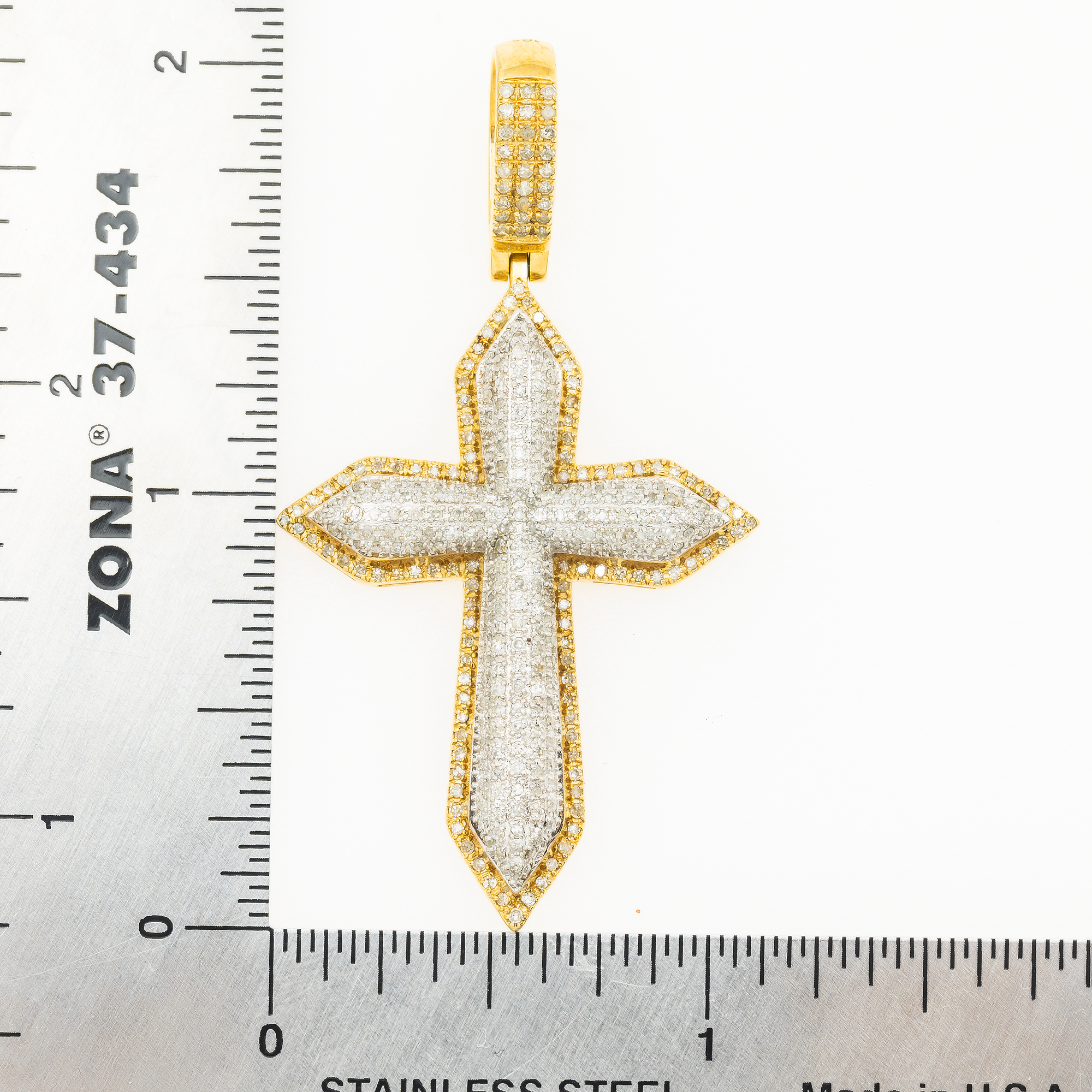 10K GOLD DIAMOND POINTED CROSS PENDANT 1.42 CT