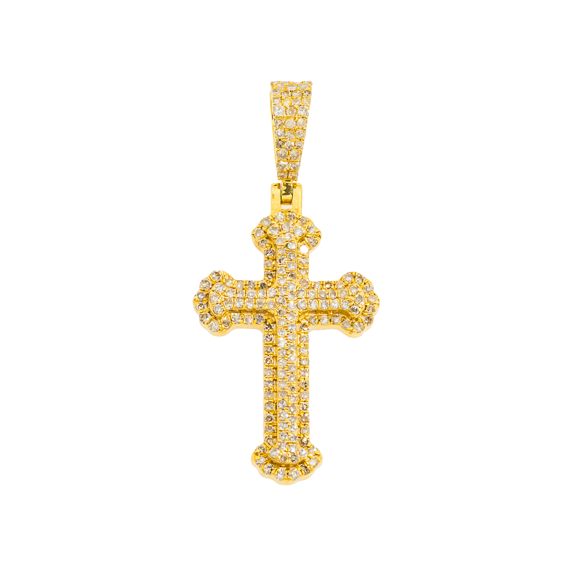 14K GOLD ROUND DIAMOND CROSS PENDANT 0.86 CT