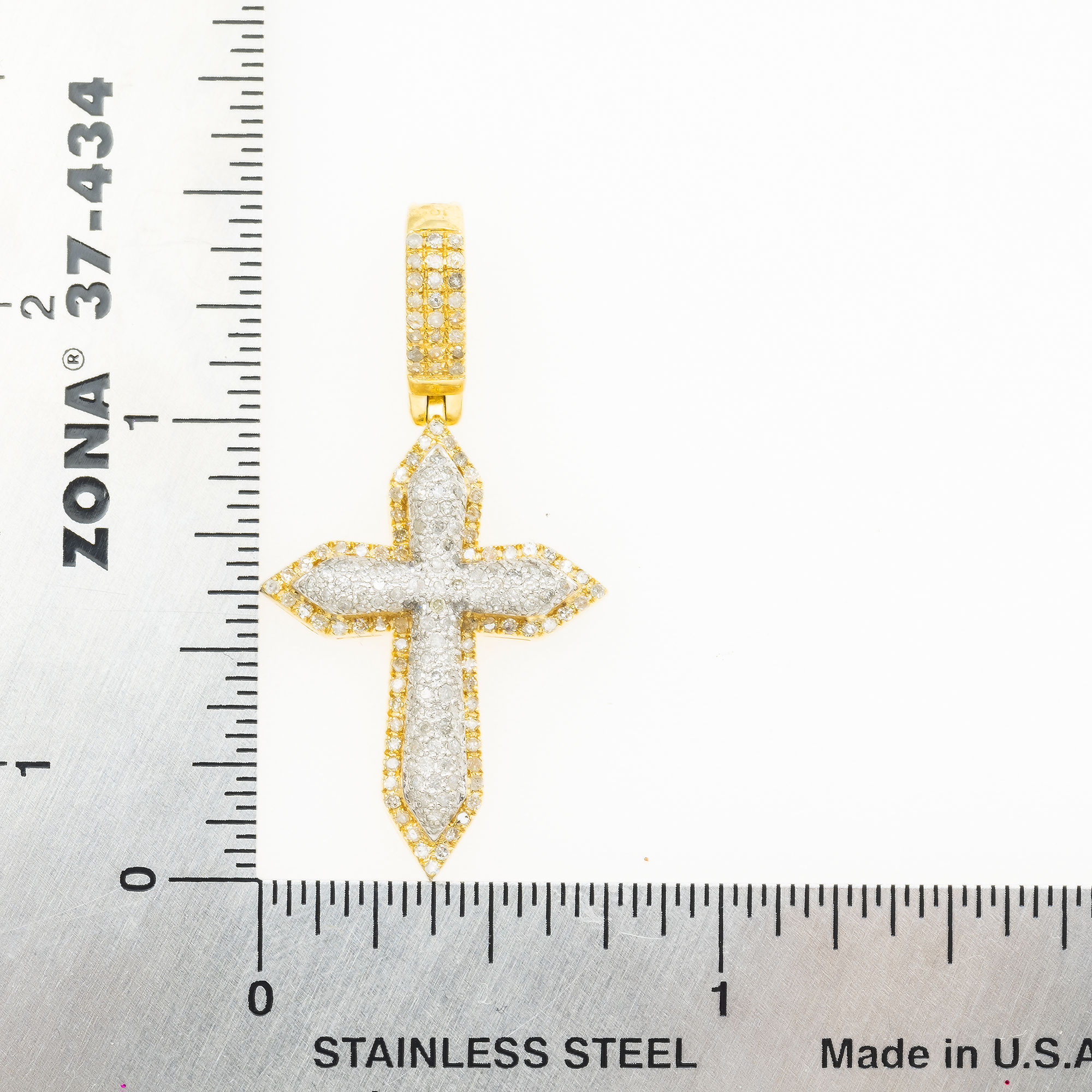 10K GOLD DIAMOND POINTED CROSS PENDANT 0.85 CT