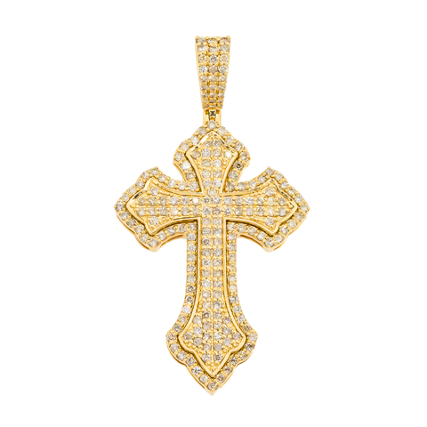 14K GOLD ROUND DIAMOND CROSS PENDANT 1.64 CT