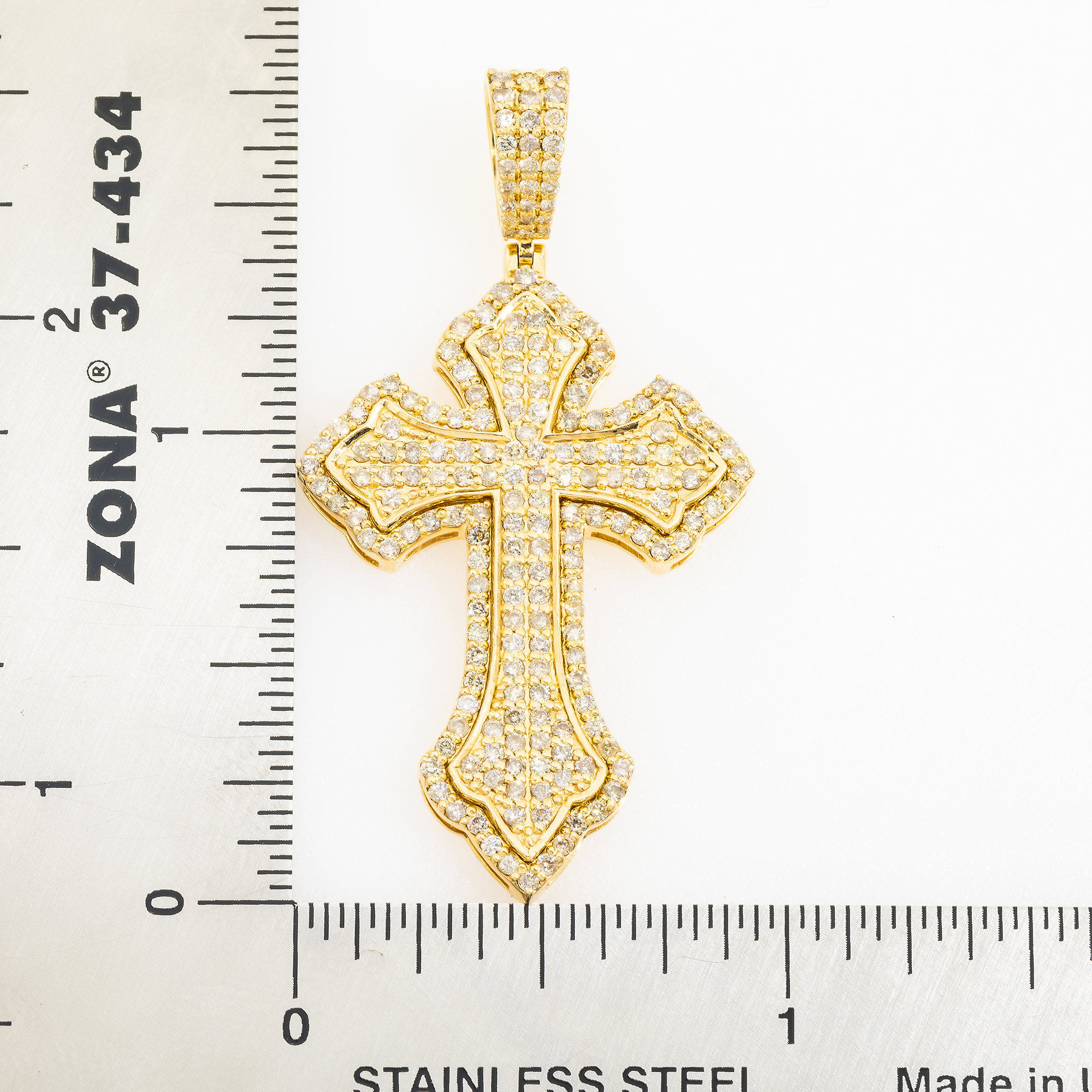 14K GOLD ROUND DIAMOND CROSS PENDANT 1.64 CT