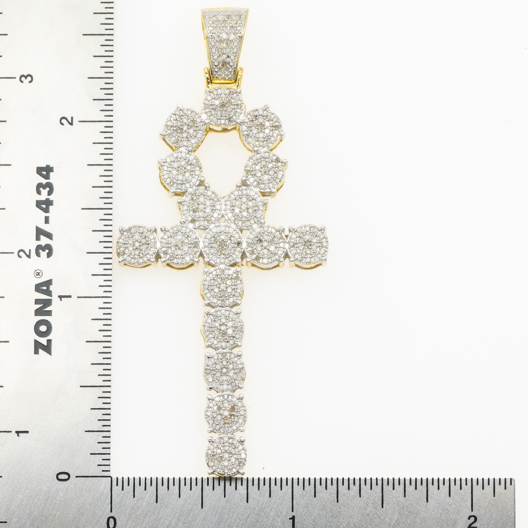 10K GOLD DIAMOND CLUSTER ANKH PENDANT 1.50 CT