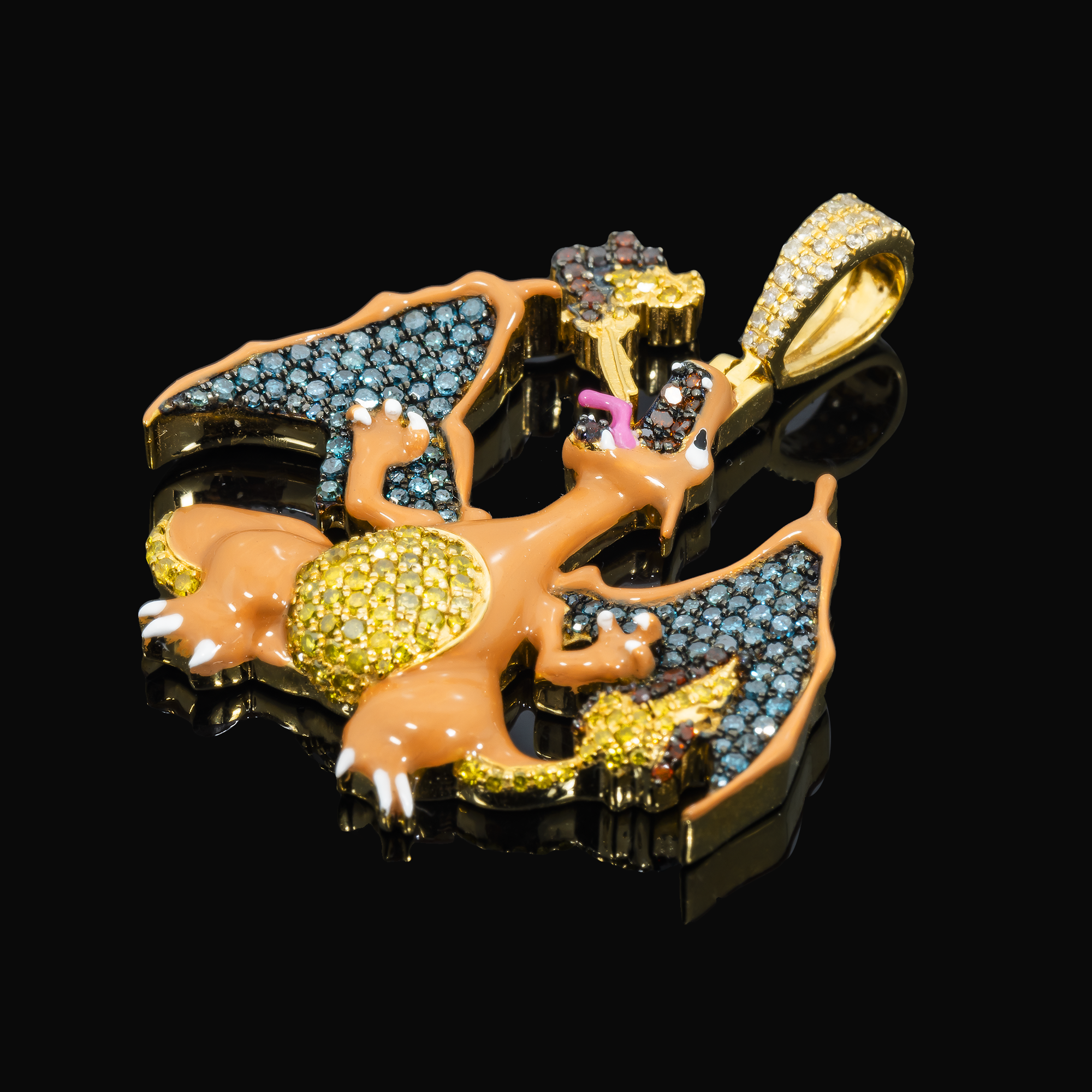 10K GOLD DIAMOND CHARIZARD PENDANT 1.41 ct Yellow GOLD 10K GOLD DIAMOND CHARIZARD PENDANT 1.41 ct Yellow GOLD