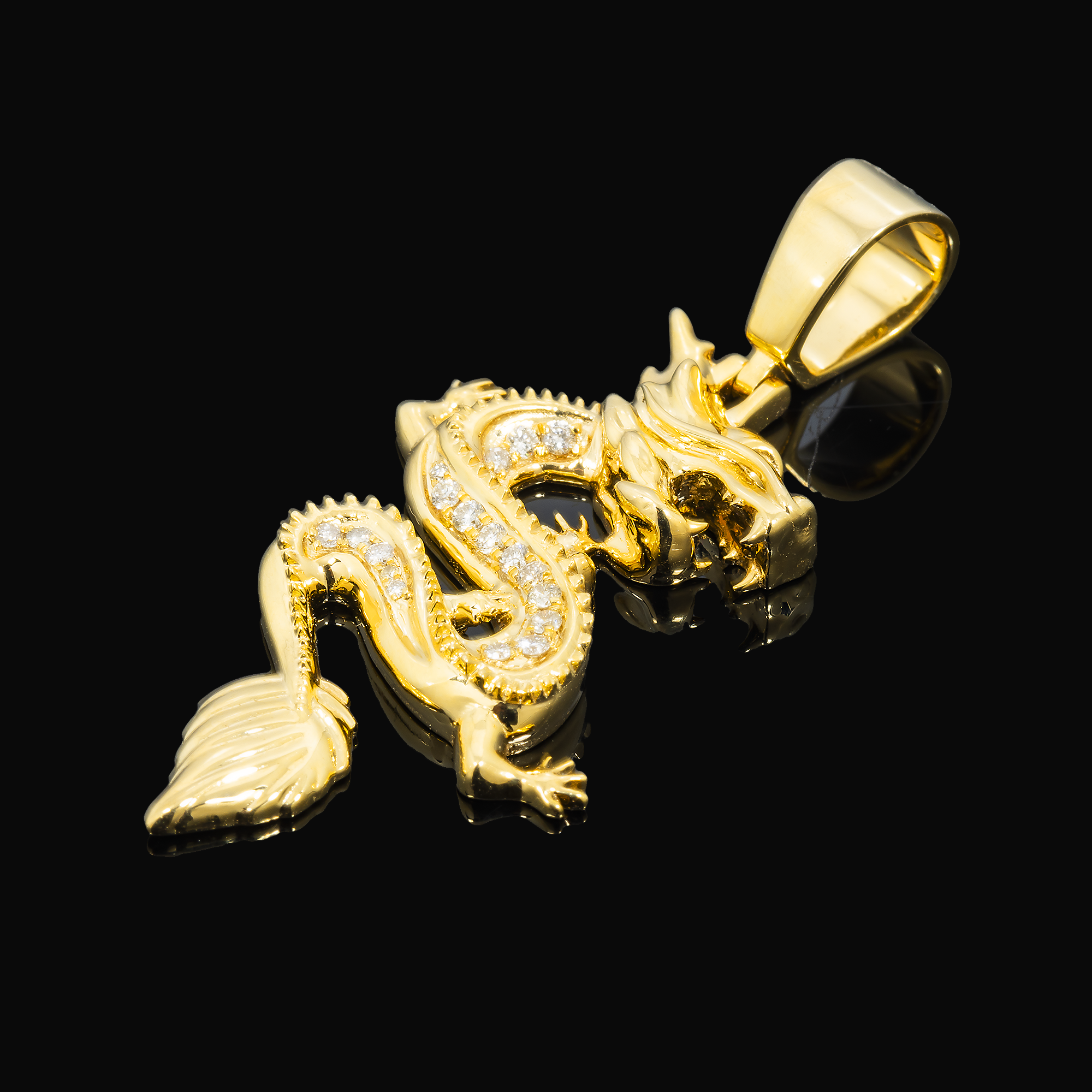 10K GOLD DIAMOND CHINESE DRAGON PENDANT 0.17 CT
