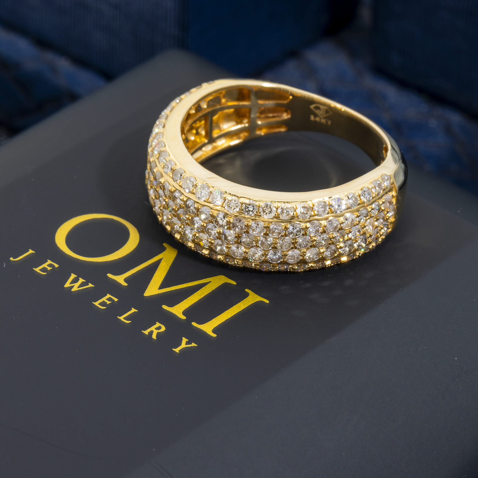 14K GOLD MULTI ROW ROUND DIAMOND STATEMENT BAND RING 2.54 CT