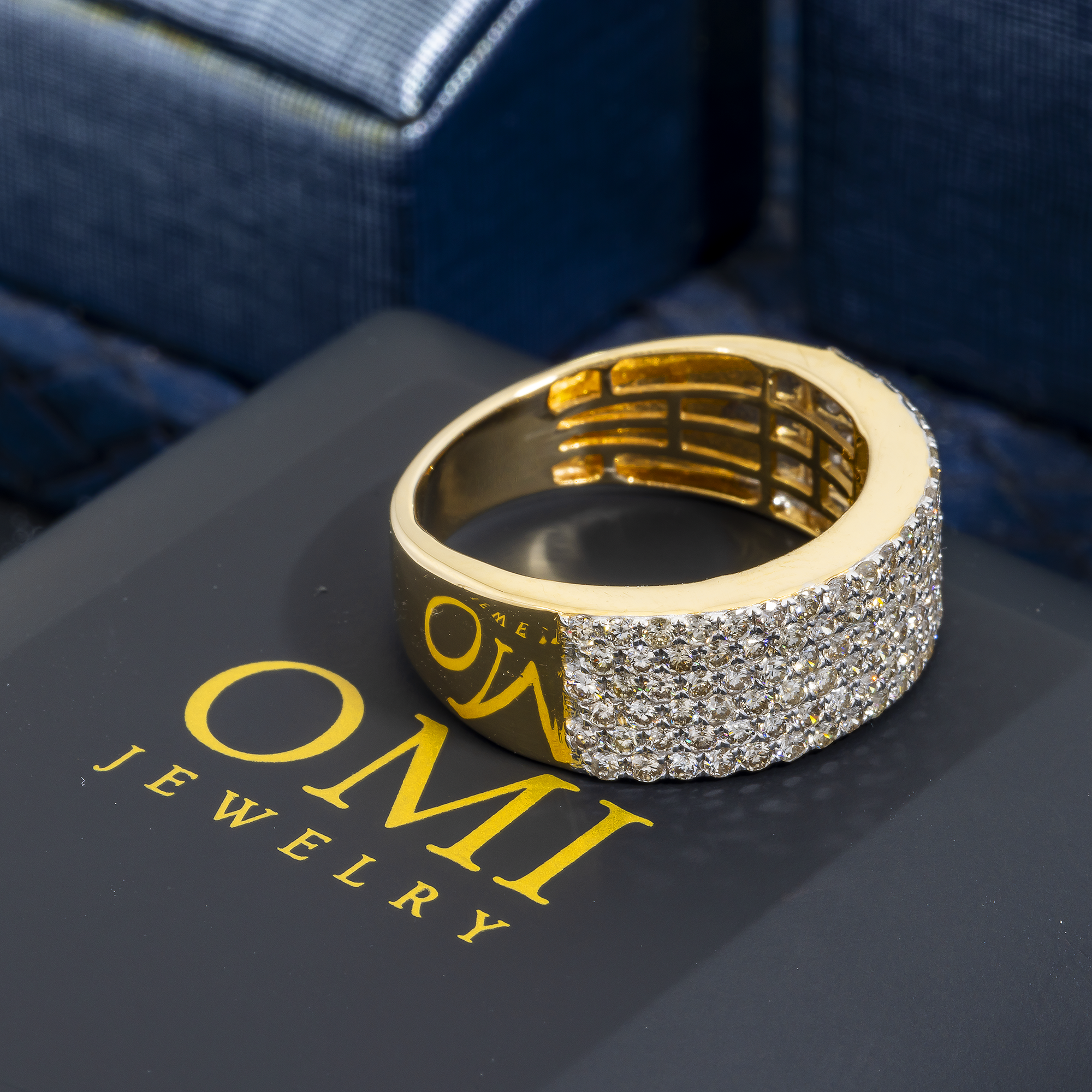 14K GOLD ROUND DIAMOND STATEMENT BAND RING 2.21 CT