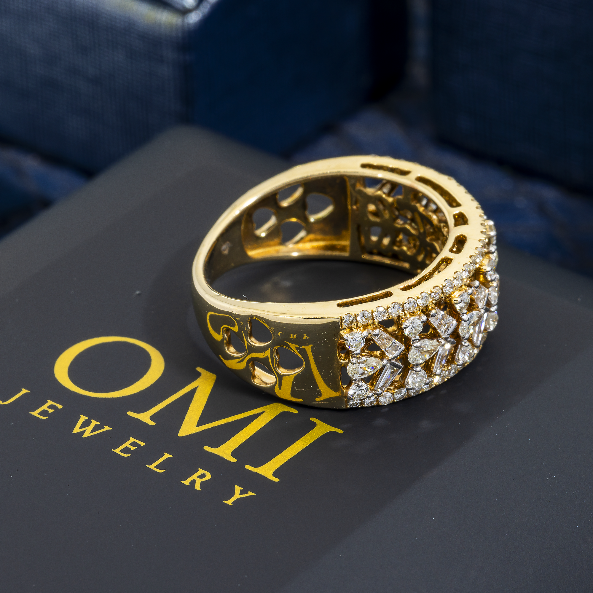 14K GOLD MULTI SHAPE DIAMOND STATEMENT RING 1.20 CT