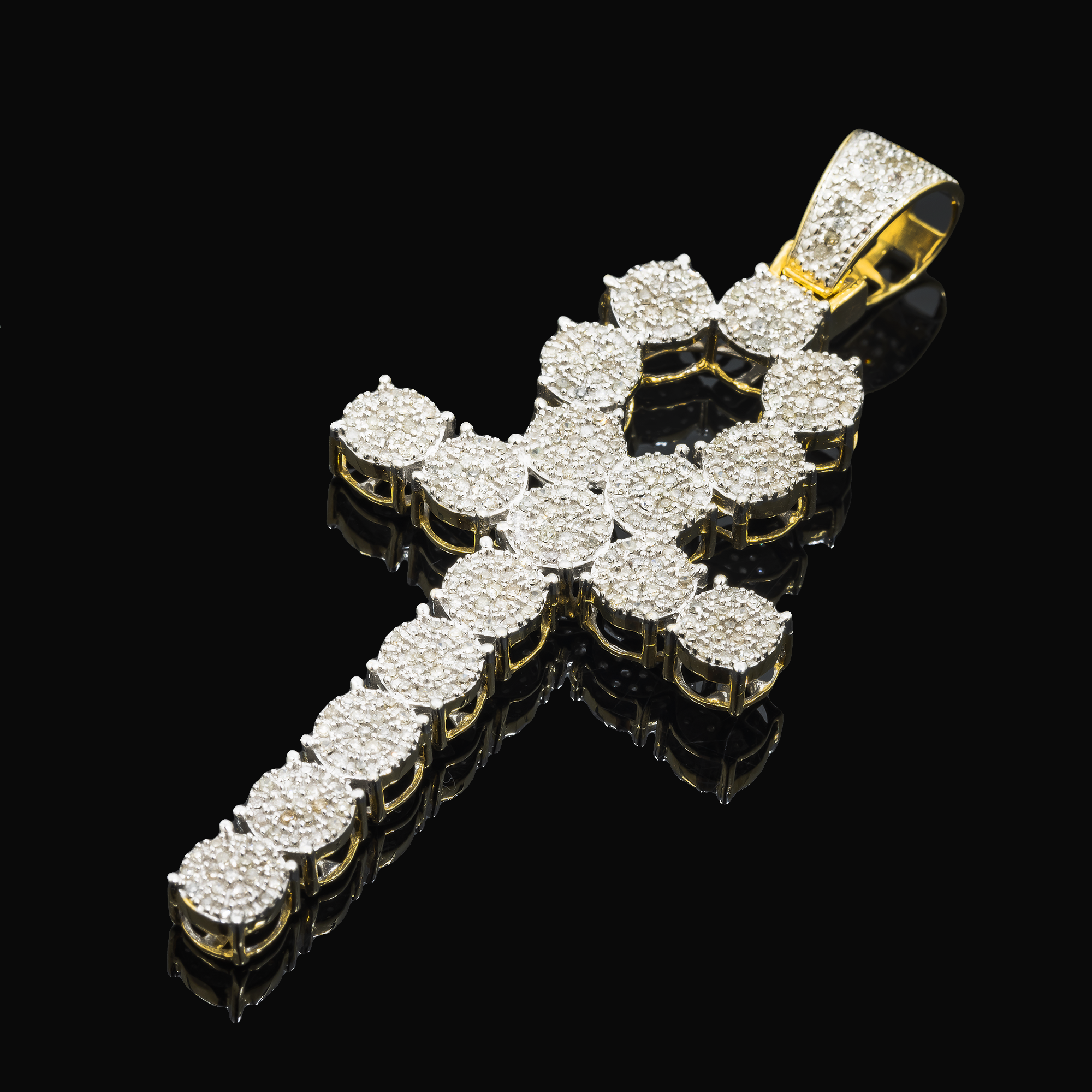 10K GOLD DIAMOND CLUSTER ANKH PENDANT 1.50 CT