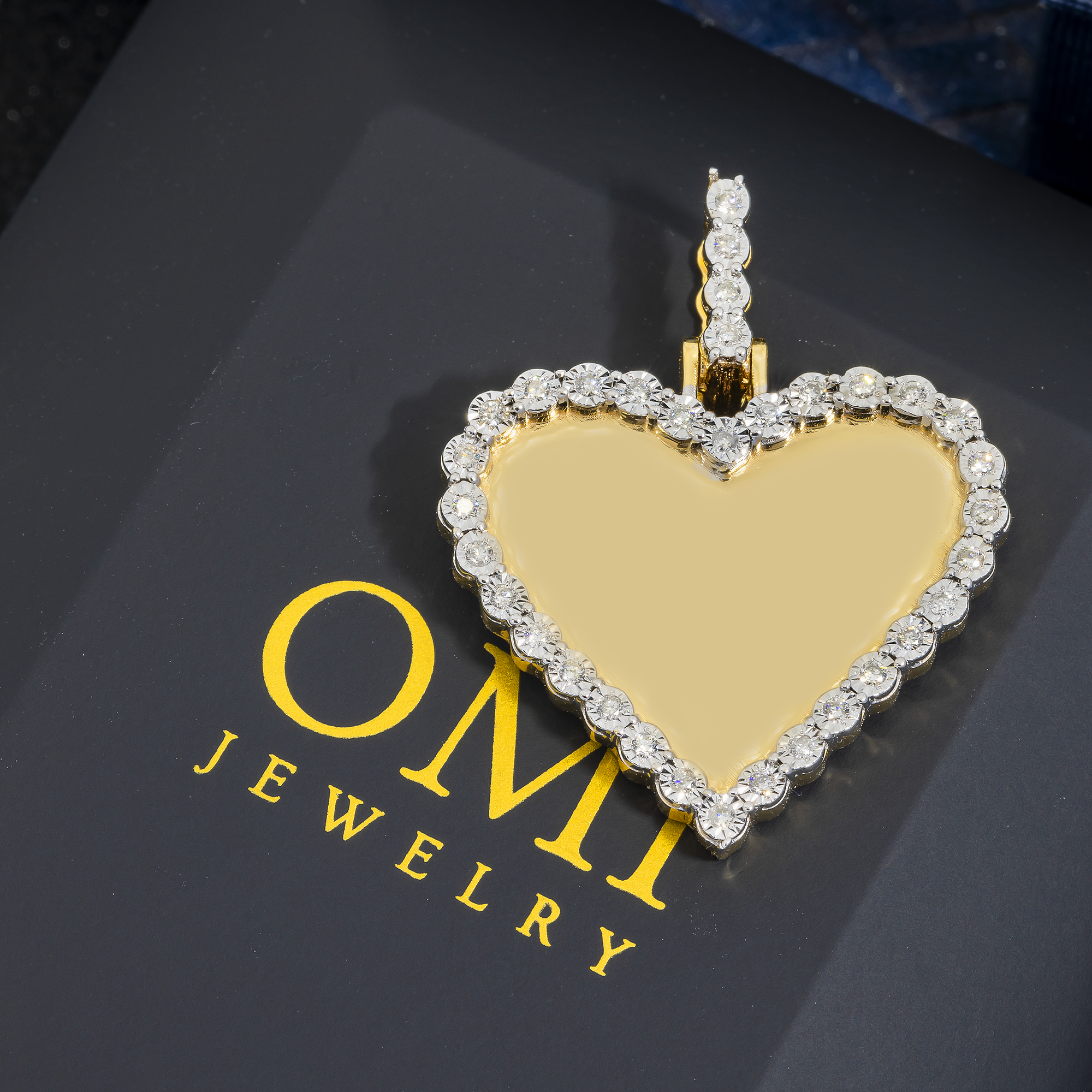 14K GOLD ROUND DIAMOND HEART PICTURE PENDANT 0.38 CT