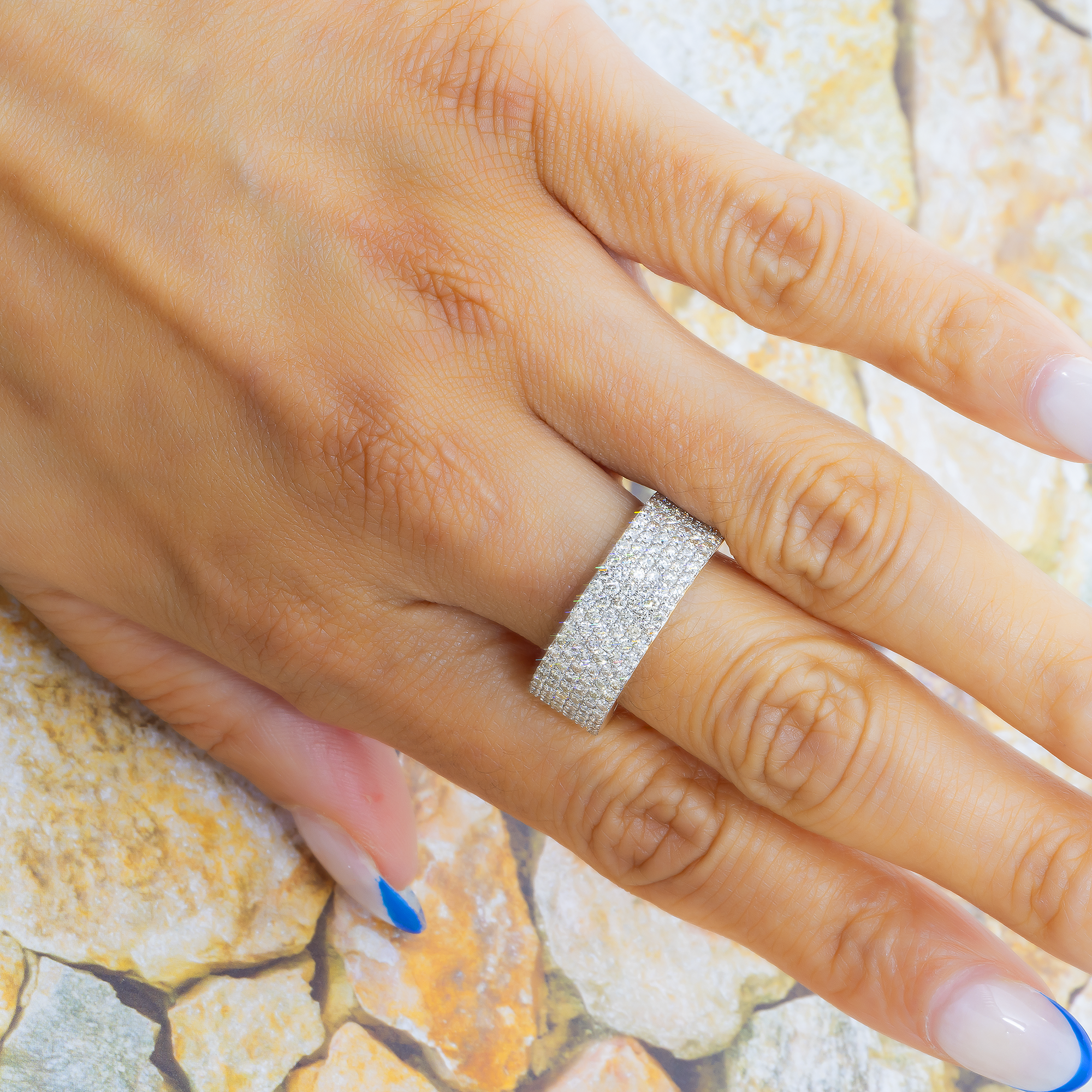 14K GOLD ROUND DIAMOND STATEMENT BAND RING 2.21 CT