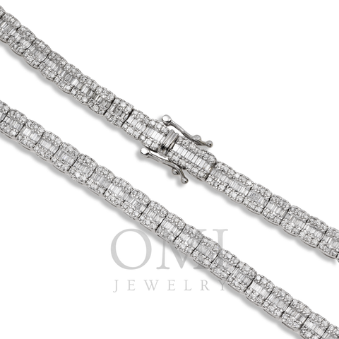 10K GOLD 5MM TWO TONE BAGUETTE AND ROUND DIAMOND CHAIN 10.91 CT