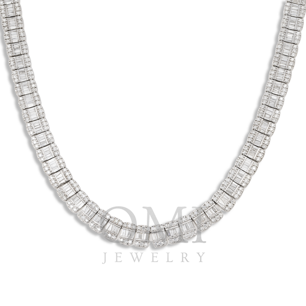 10K GOLD 9MM BAGUETTE AND ROUND DIAMOND CHAIN 20.09 CT