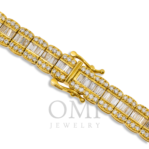 10K GOLD 9MM BAGUETTE AND ROUND DIAMOND CHAIN 20.09 CT