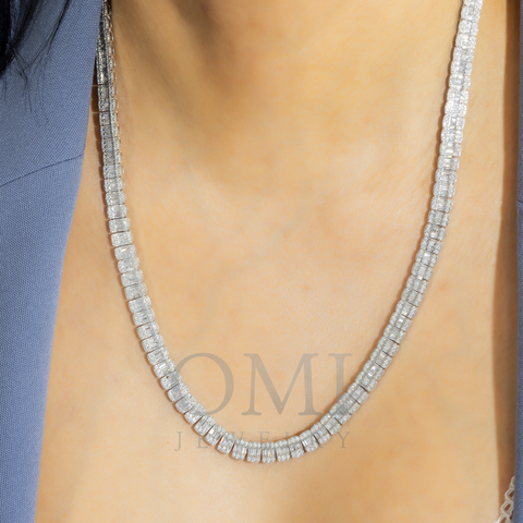 10K GOLD 7MM BAGUETTE AND ROUND DIAMOND CHAIN 13.69 CT