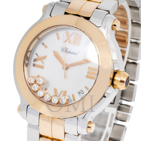 CHOPARD HAPPY SPORT 274189-5007 30MM WHITE DIAL AND ROSE GOLD BEZEL