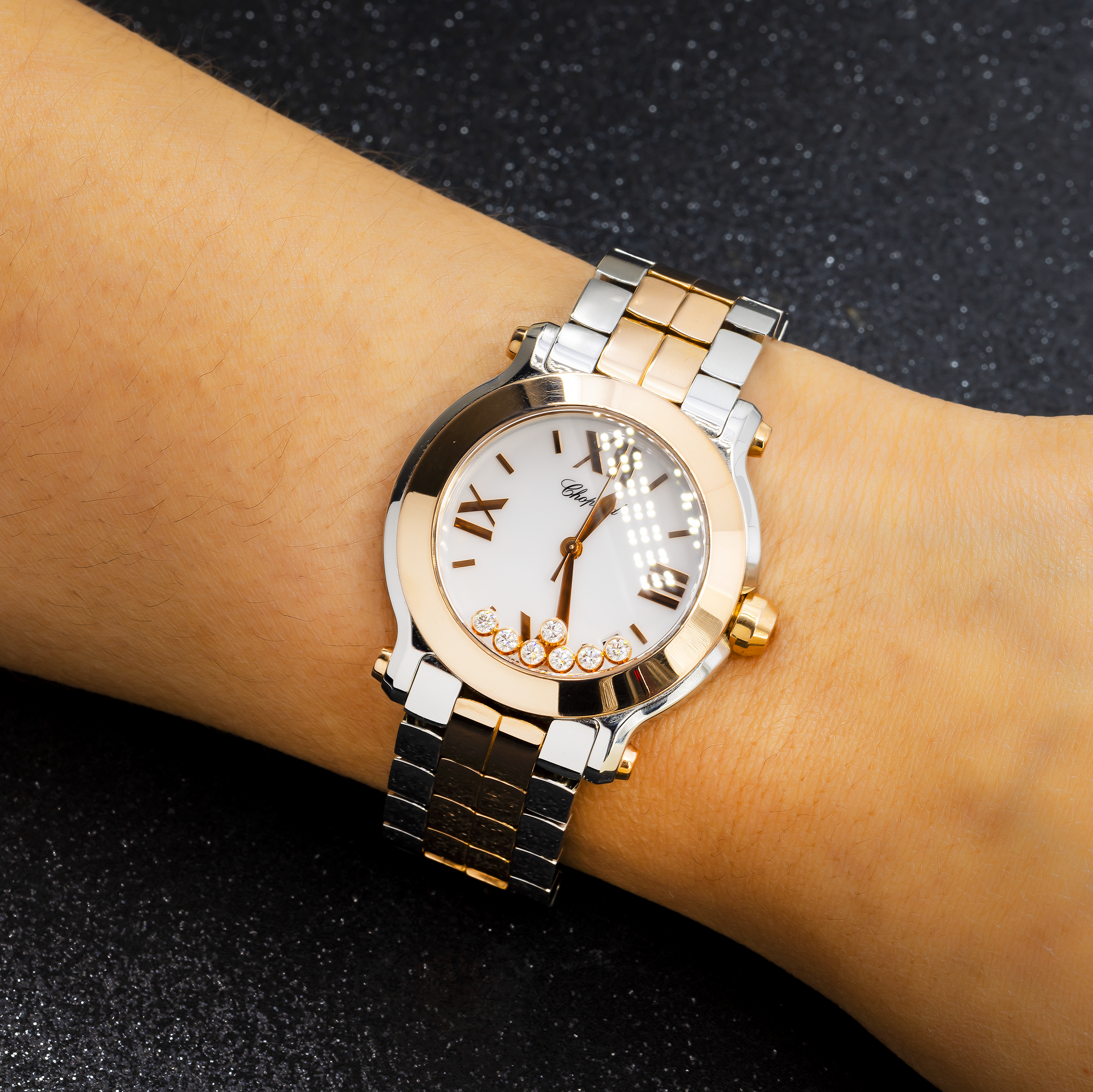 CHOPARD HAPPY SPORT 274189-5007 30MM WHITE DIAL AND ROSE GOLD BEZEL