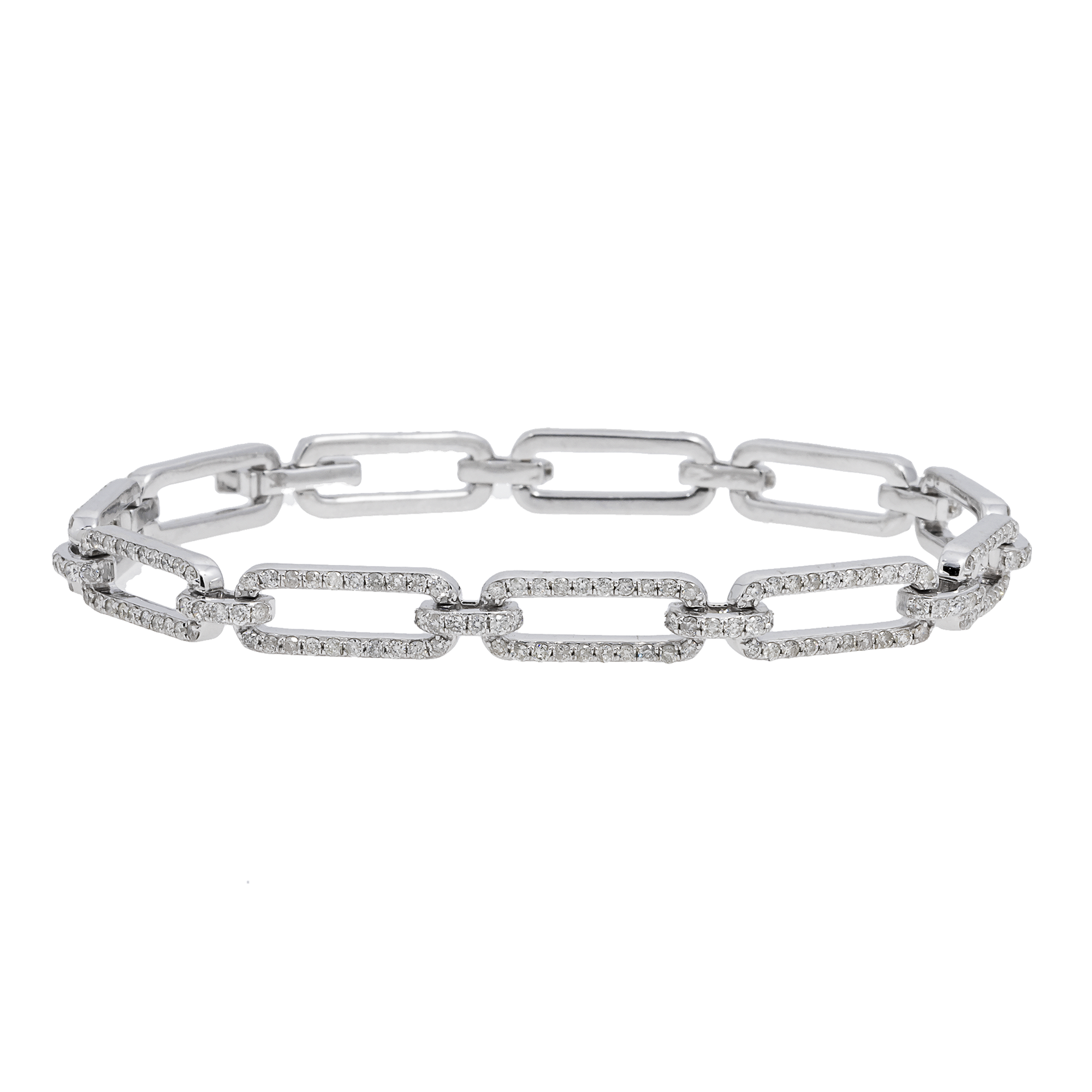 14K GOLD ROUND DIAMONDS DESIGNER CHAIN BRACELET 2.50 CT
