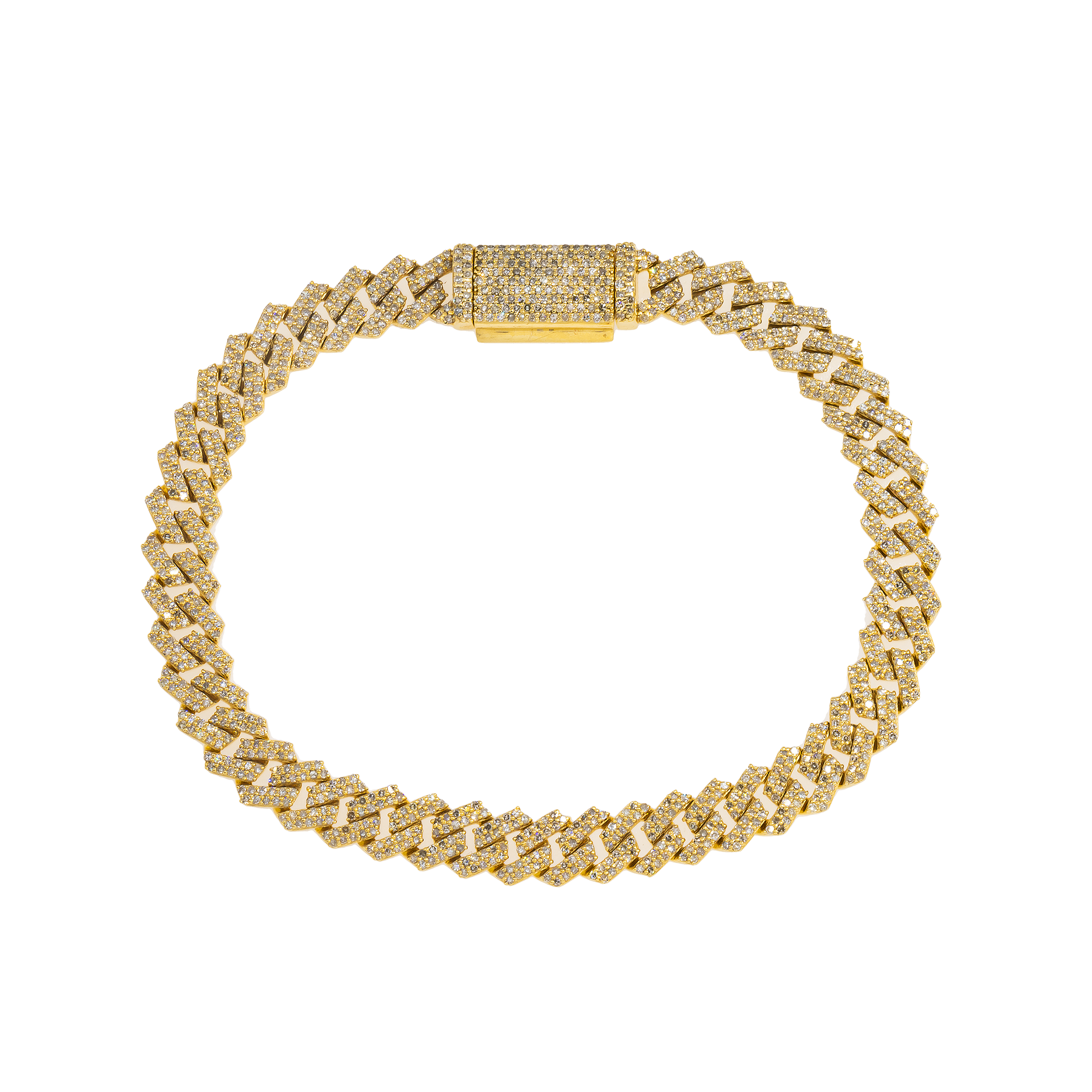 14K GOLD CUBAN LINK BRACELET 4.01 CT DIAMONDS