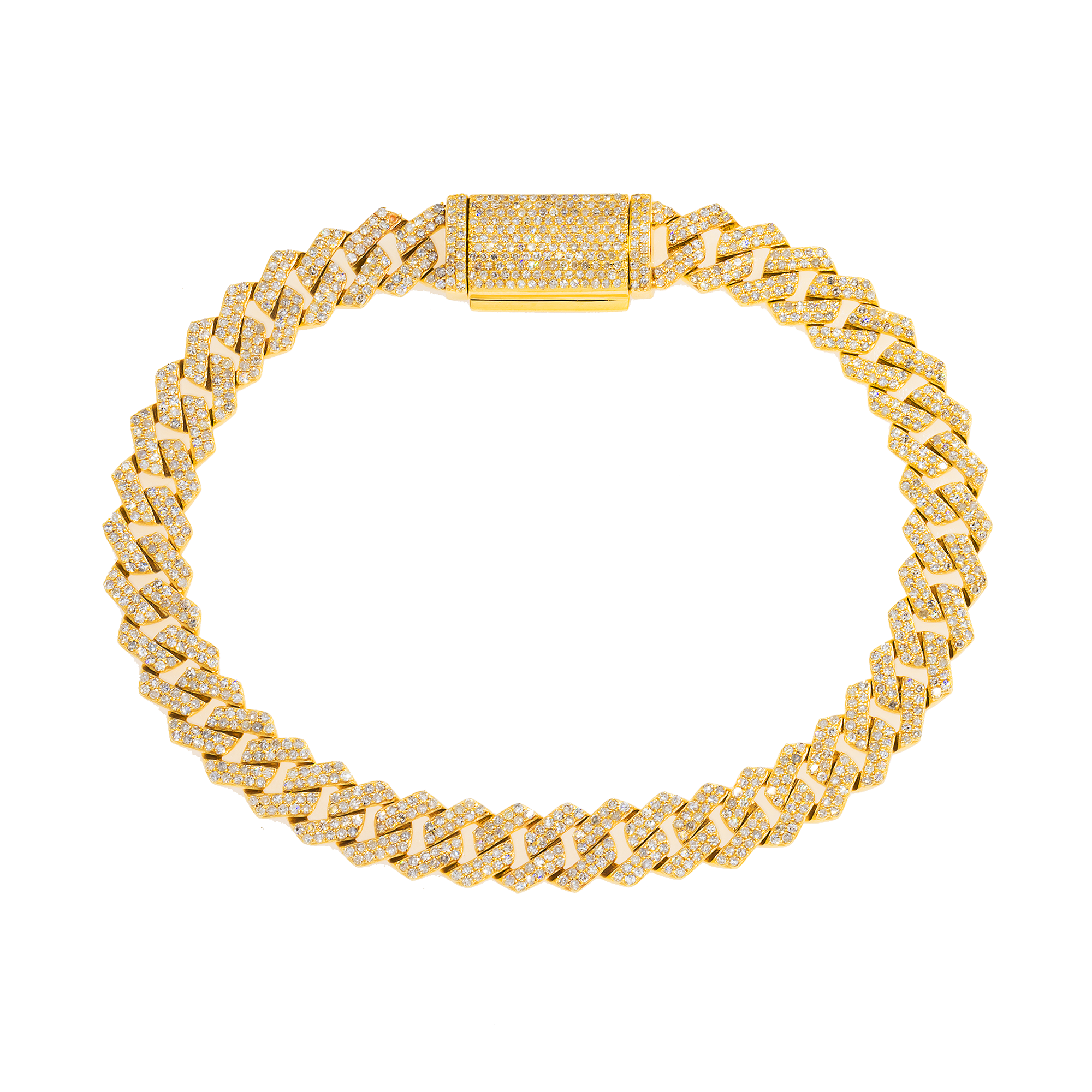 14K GOLD CUBAN LINK BRACELET 5.24 CT DIAMONDS