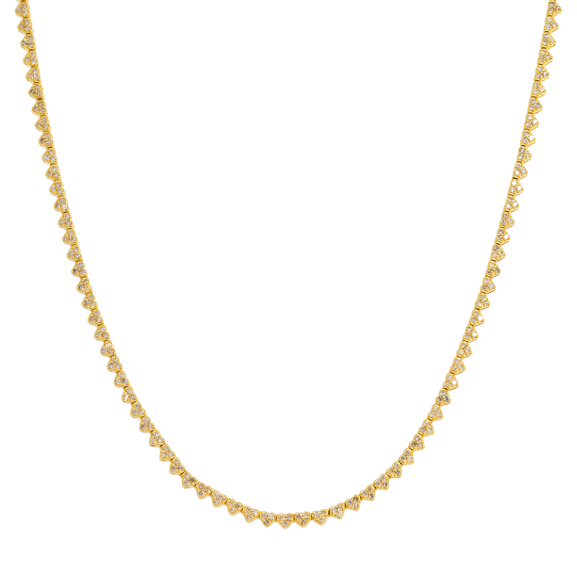 14K GOLD ROUND DIAMOND CLUSTER HEART CHAIN 4.01 CT