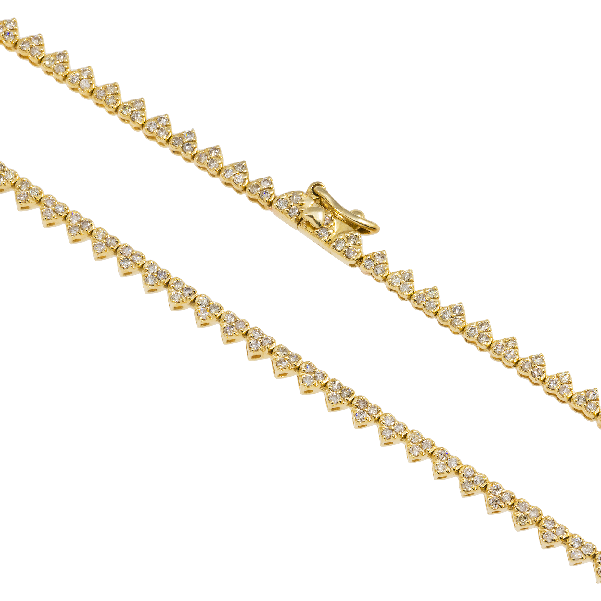 14K GOLD ROUND DIAMOND CLUSTER HEART CHAIN 4.01 CT