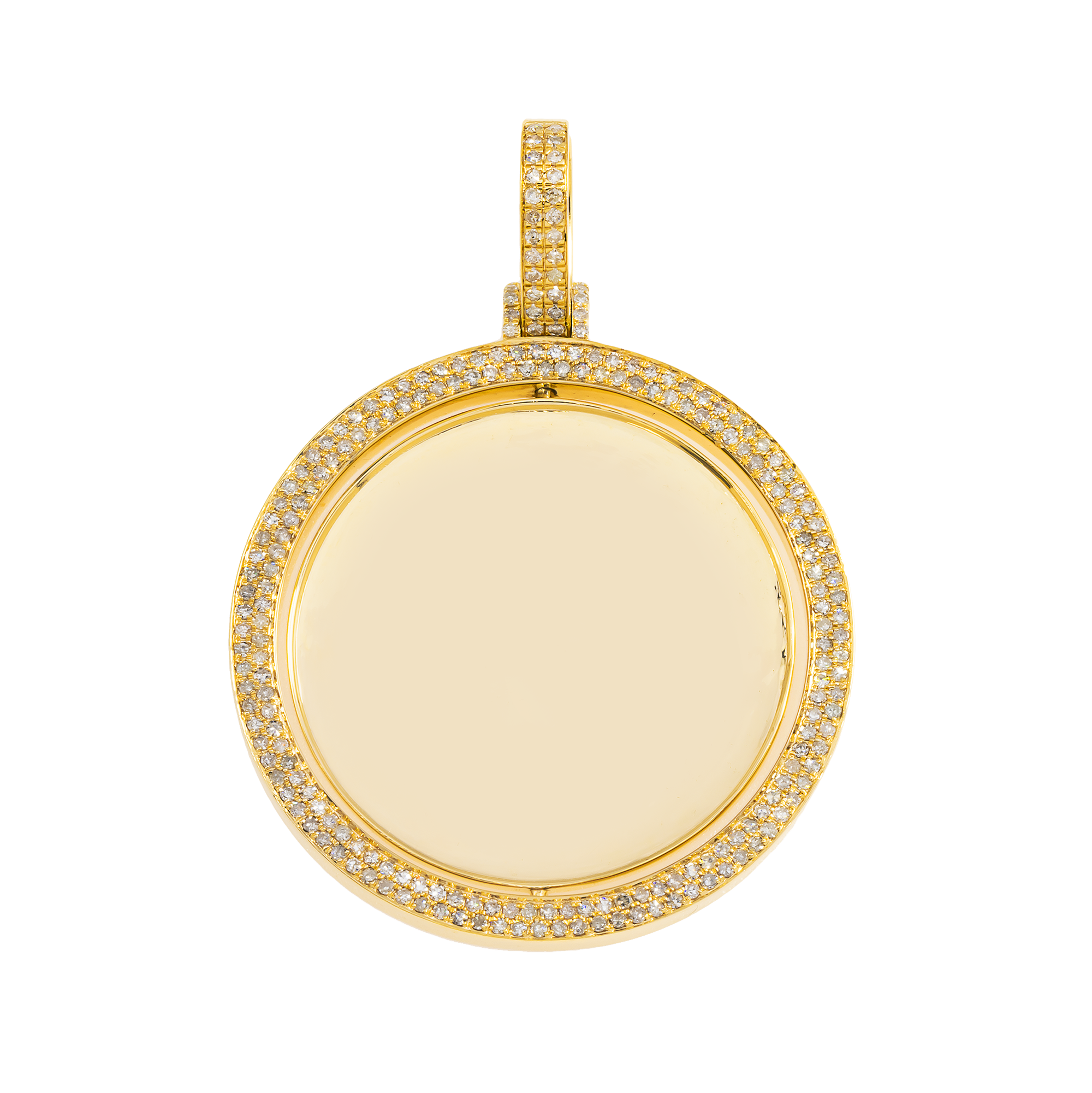 14K GOLD DIAMOND DOUBLE-SIDED SPINNING CIRCLE PICTURE PENDANT 2.30 CT