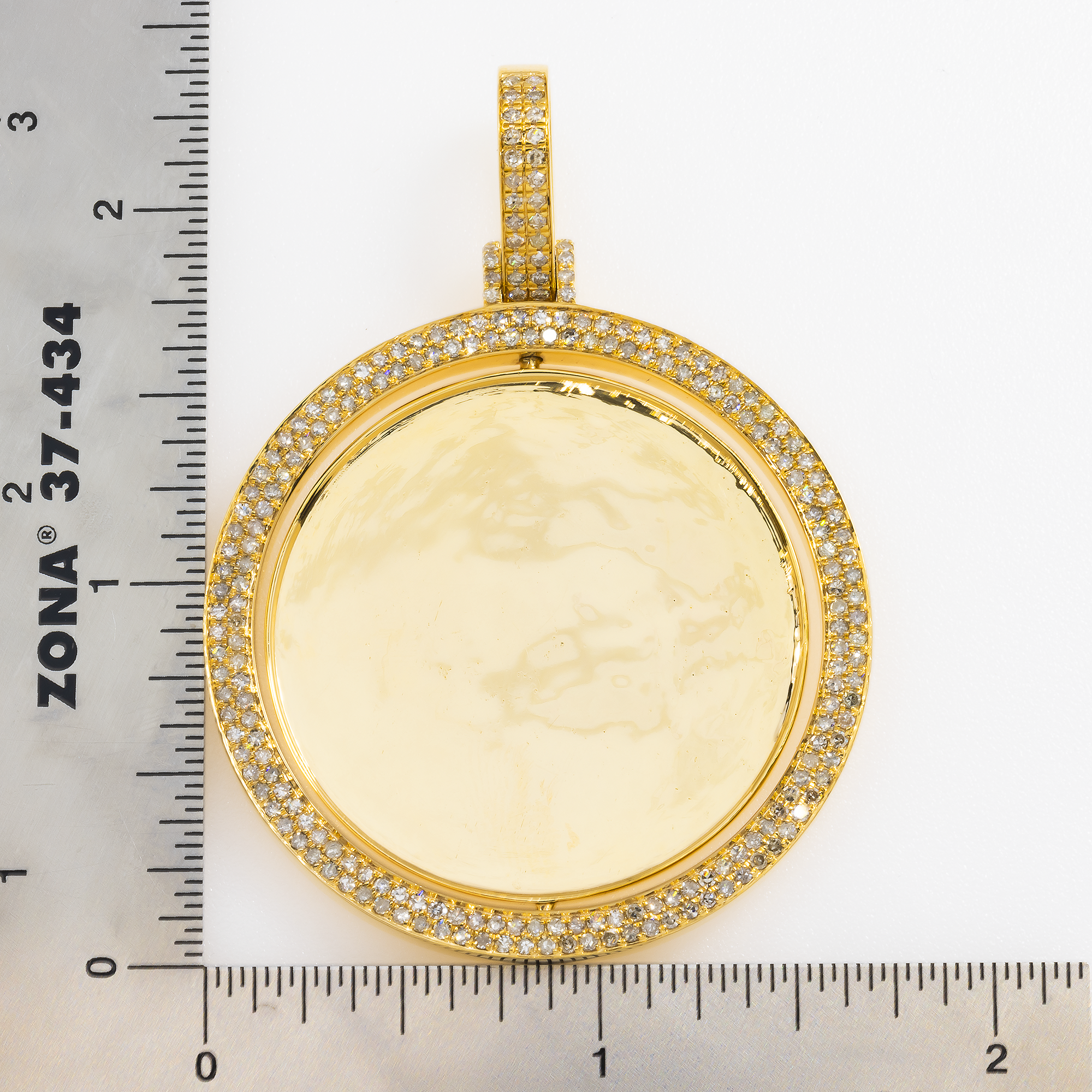 14K GOLD DIAMOND DOUBLE-SIDED SPINNING CIRCLE PICTURE PENDANT 2.30 CT