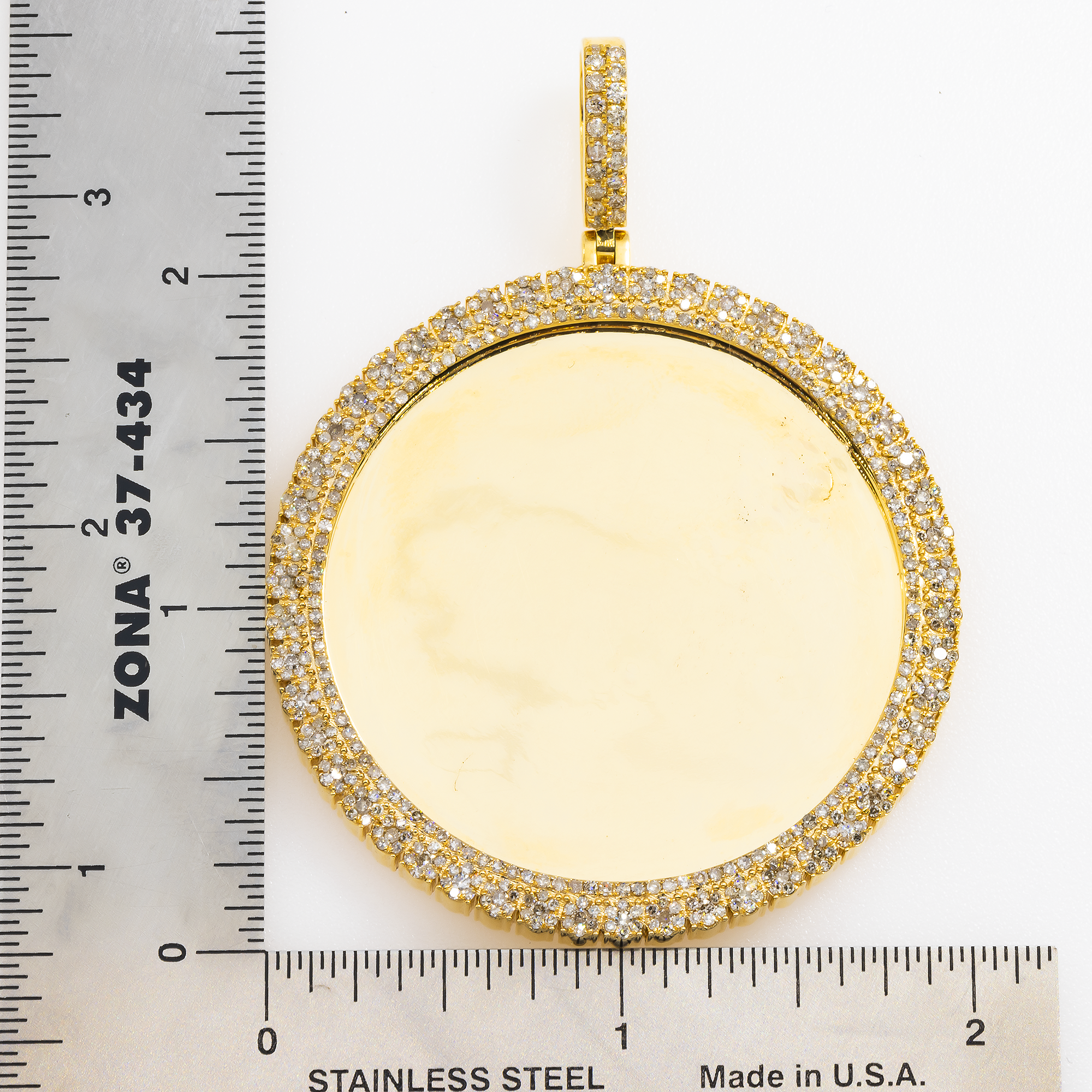 14K GOLD DIAMOND CIRCLE PICTURE PENDANT 3.11 CT