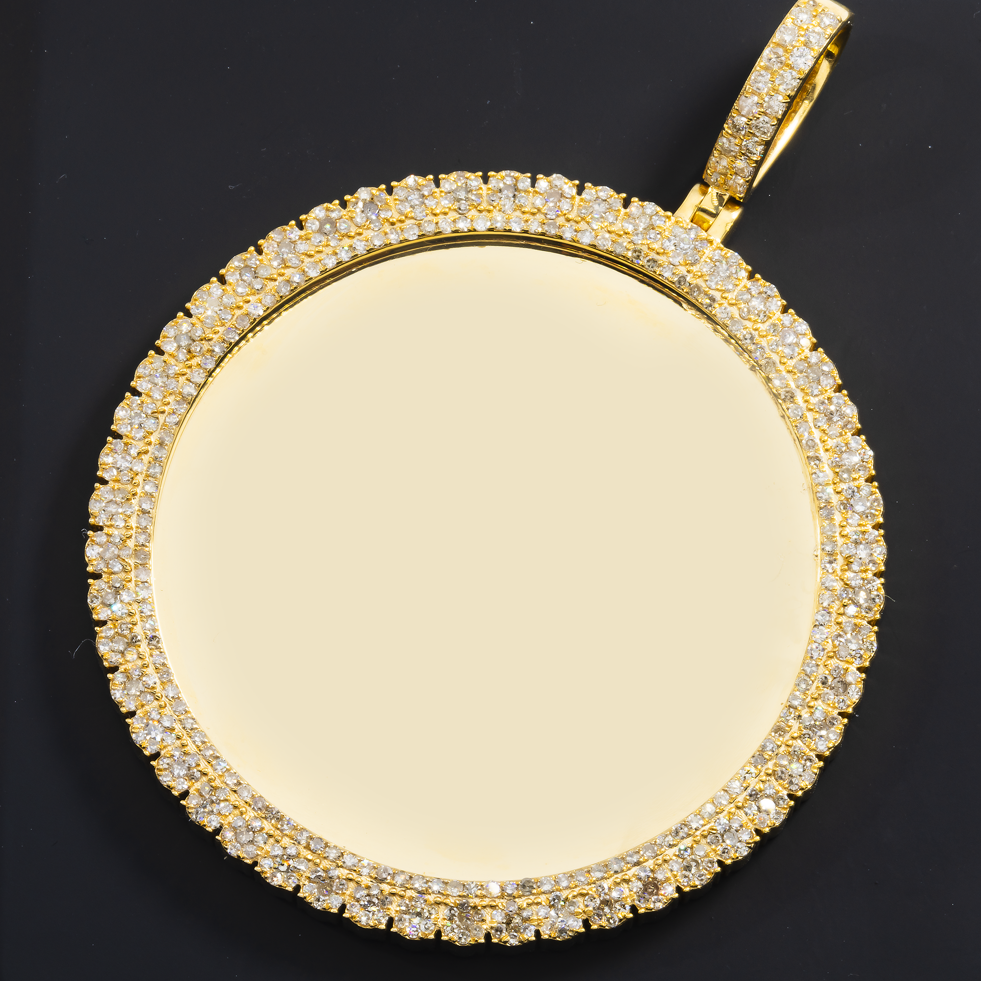 14K GOLD DIAMOND CIRCLE PICTURE PENDANT 3.11 CT