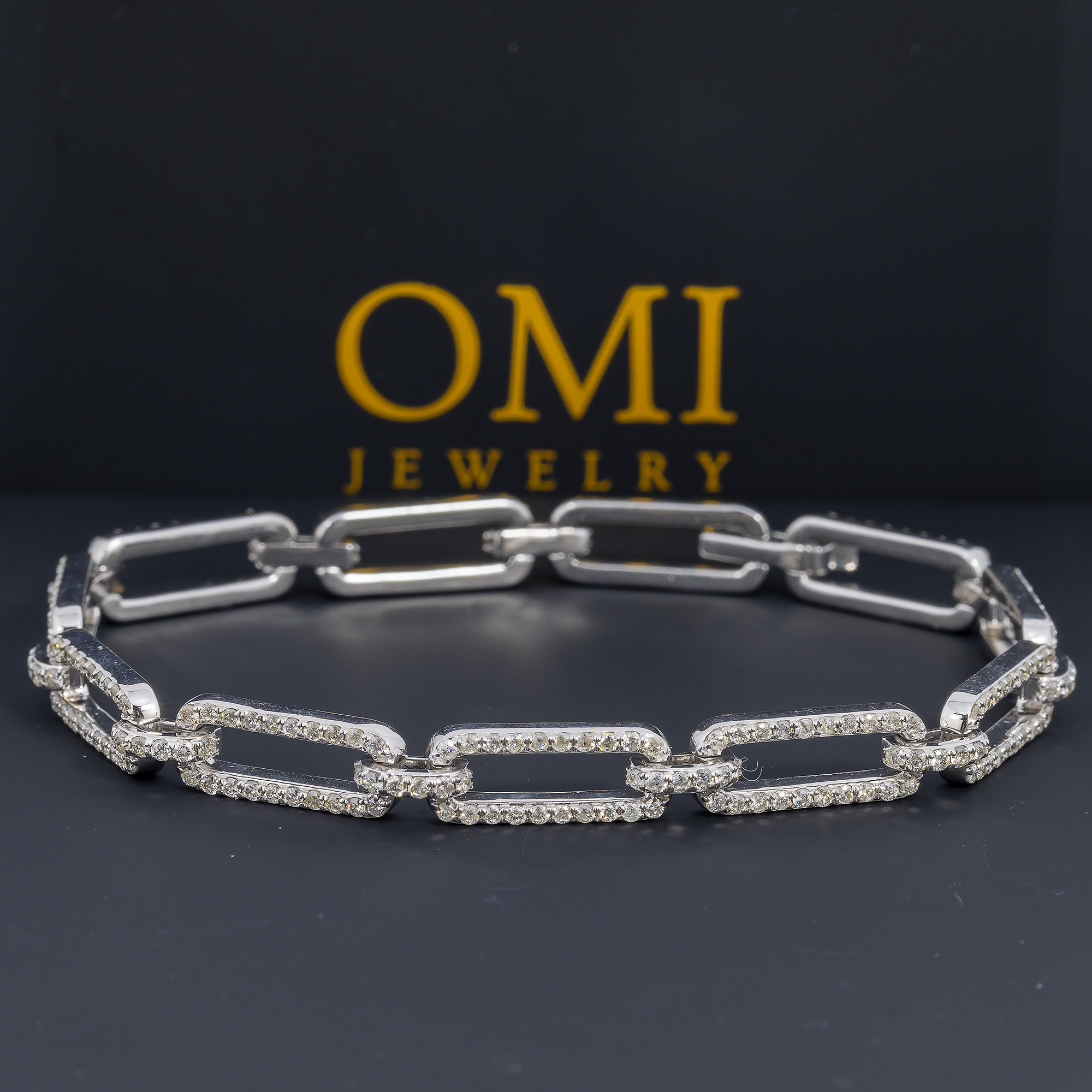 14K GOLD ROUND DIAMONDS DESIGNER CHAIN BRACELET 2.50 CT