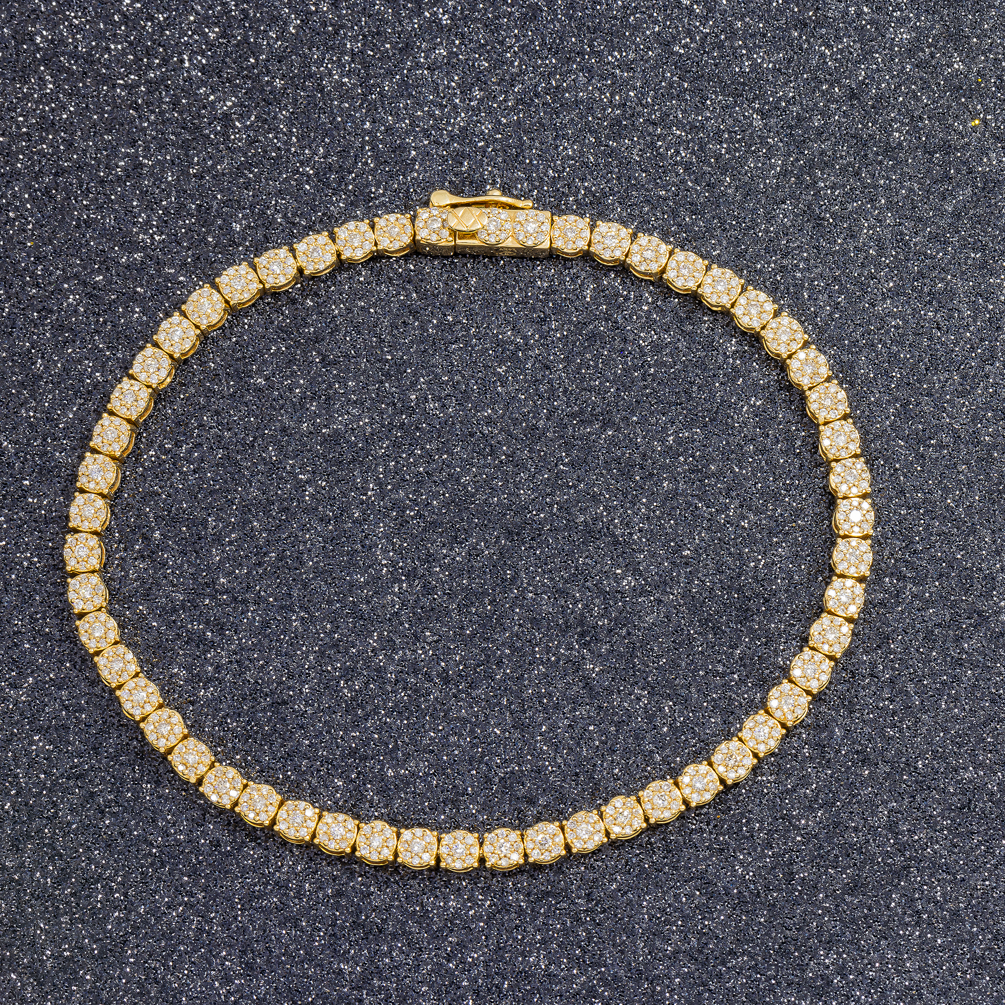 14K GOLD ROUND DIAMOND CLUSTER TENNIS BRACELET 3.00 CT